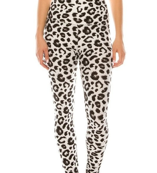 Snow Leopard Yoga Band Legging - One Size - Buttery Soft — Cactus