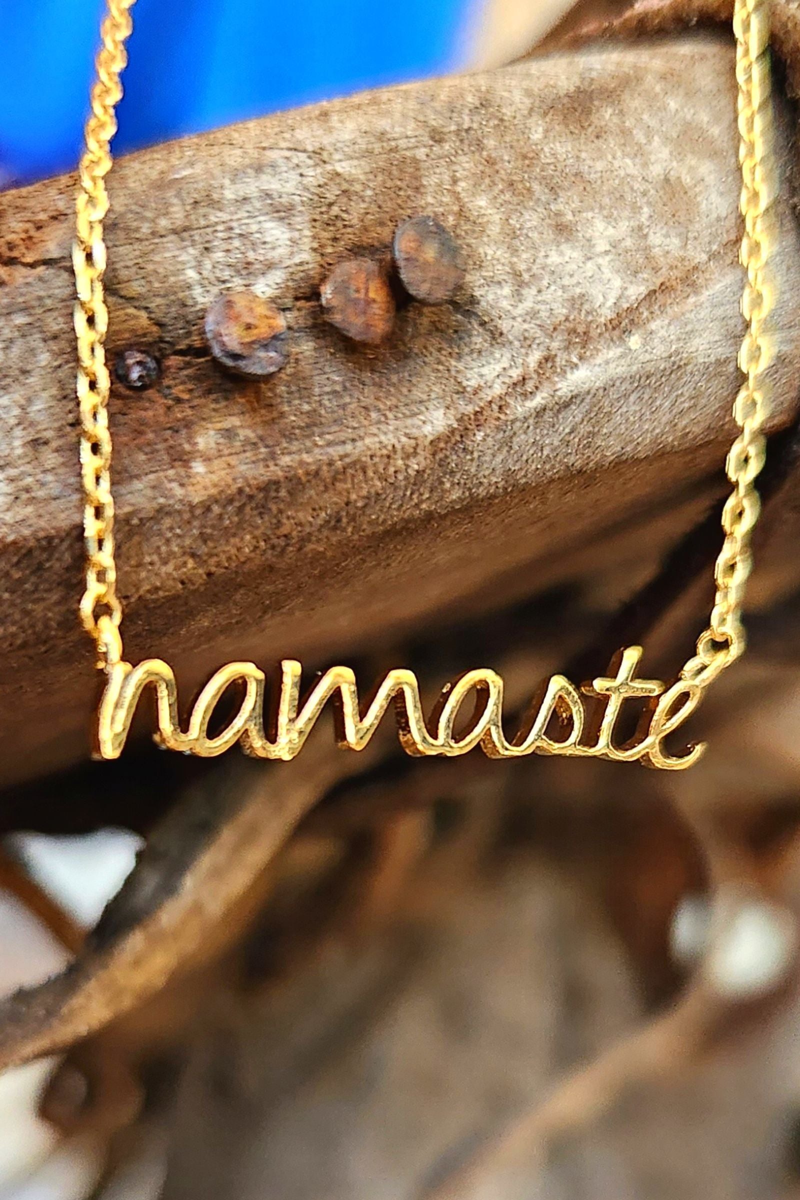 Golden Namaste Script Necklace