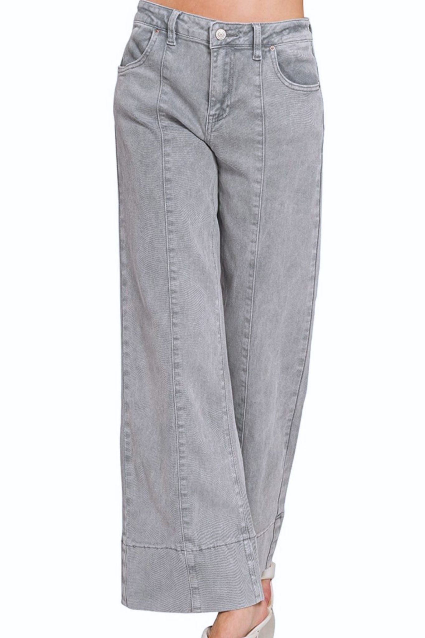 Mid-rise Gray Denim Jeans - Zenana - Sizes S-XL - $3 Ship — Cactus