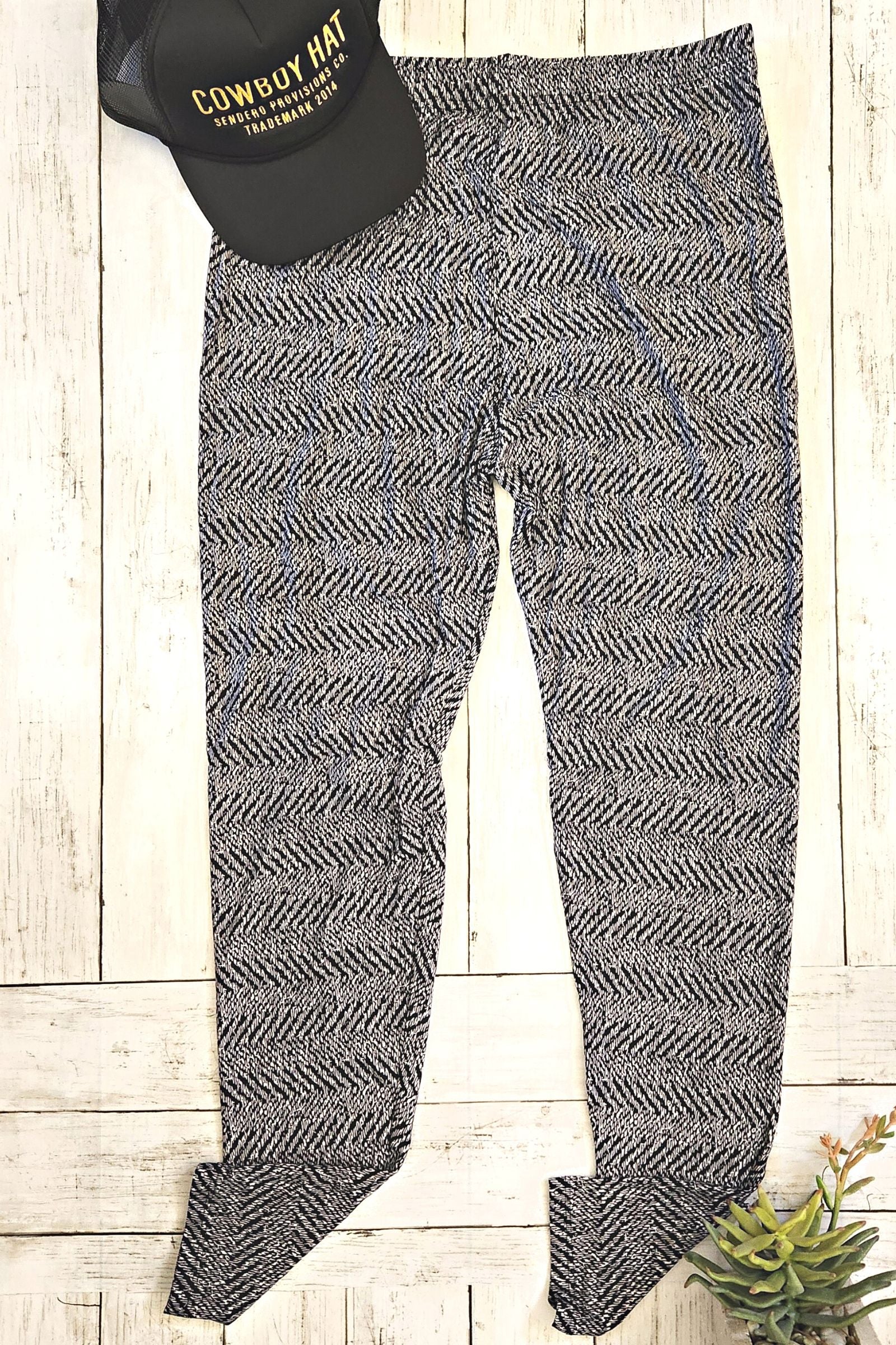 CURVY PLUS Tweed Print High Waist Elastic Leggings