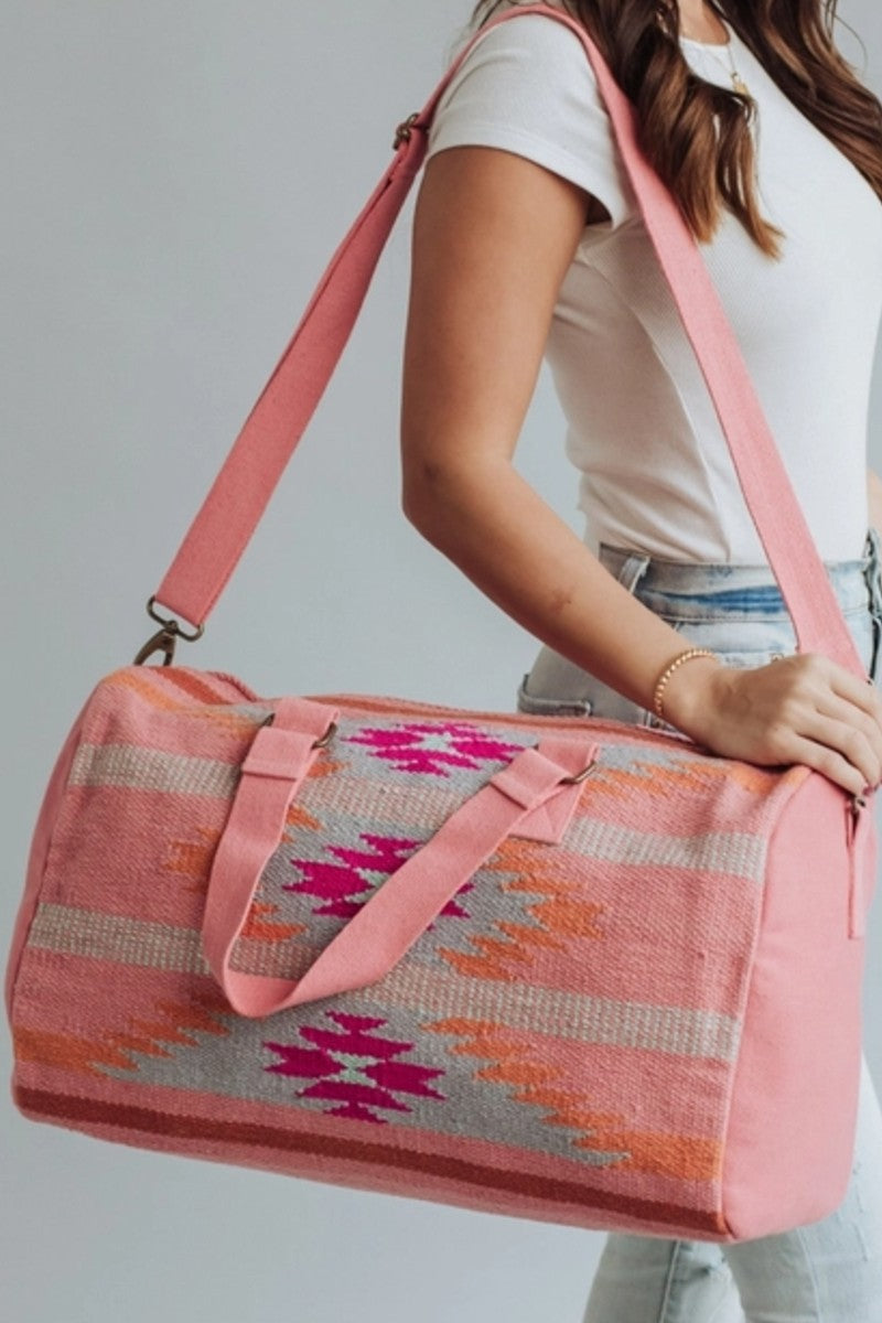 Orange & Pink & Slate Aztec Duffel Bag