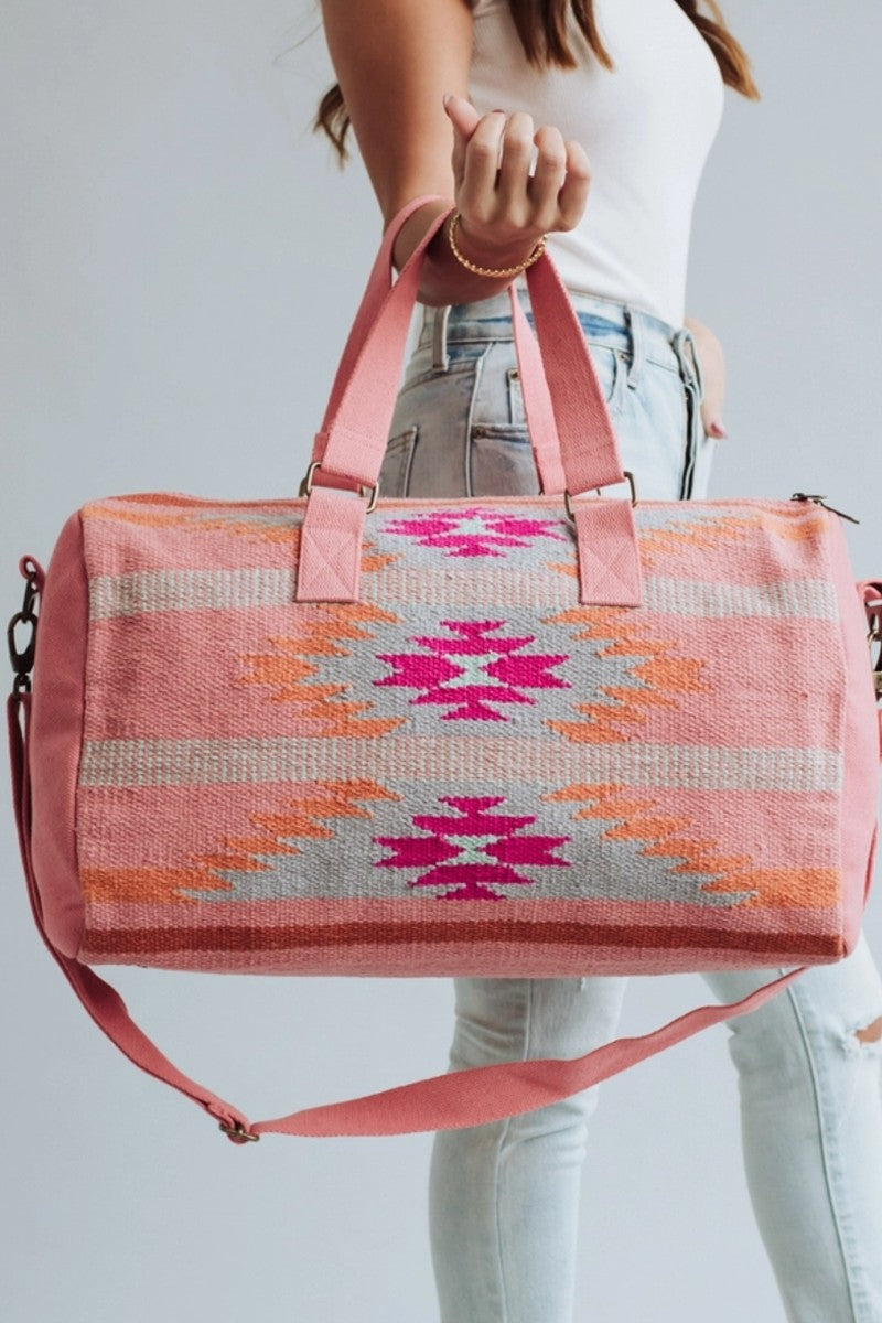 Orange & Pink & Slate Aztec Duffel Bag