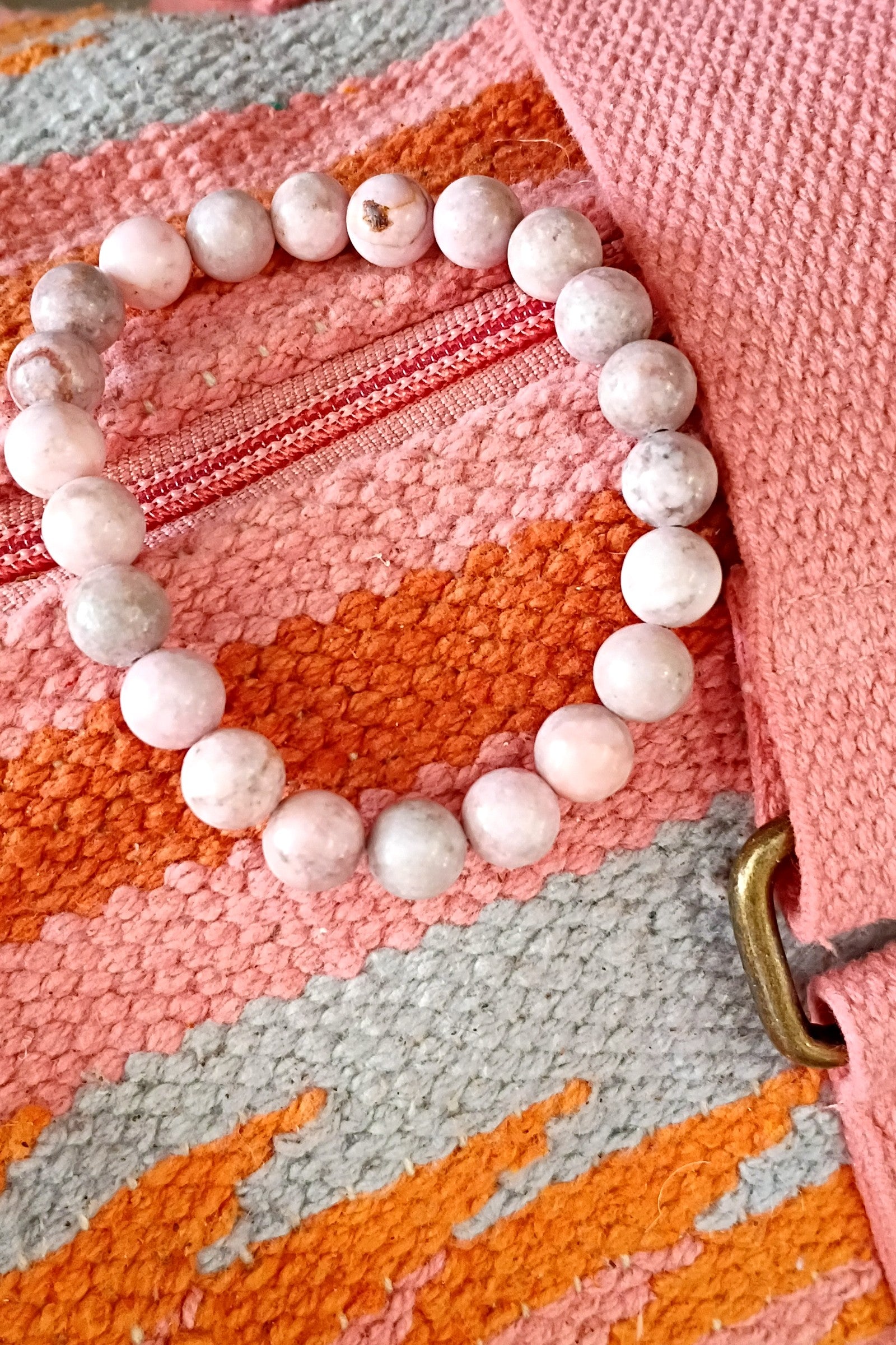 Pink Zebra Jasper Stone Stretch Bracelet