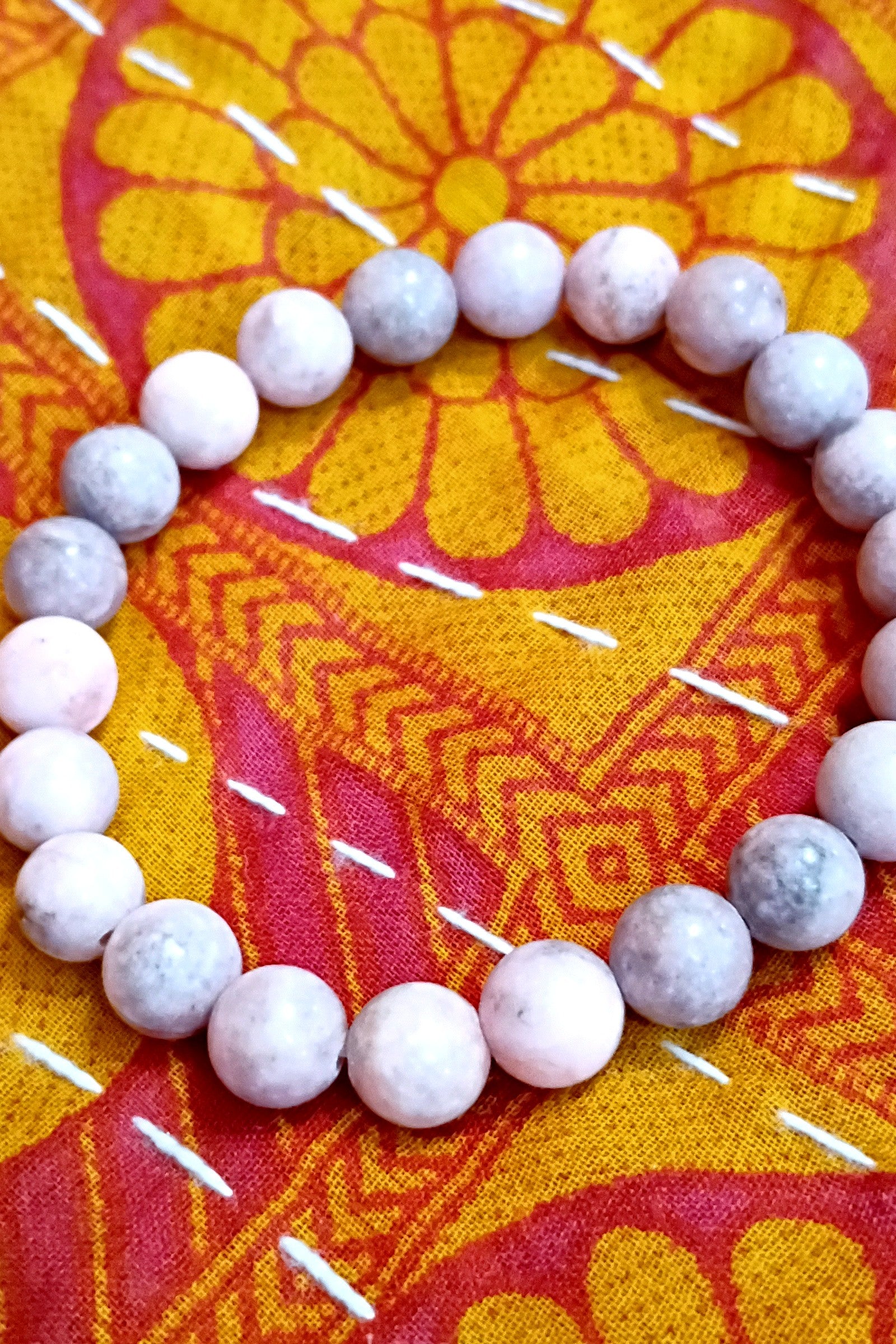 Pink Zebra Jasper Stone Stretch Bracelet