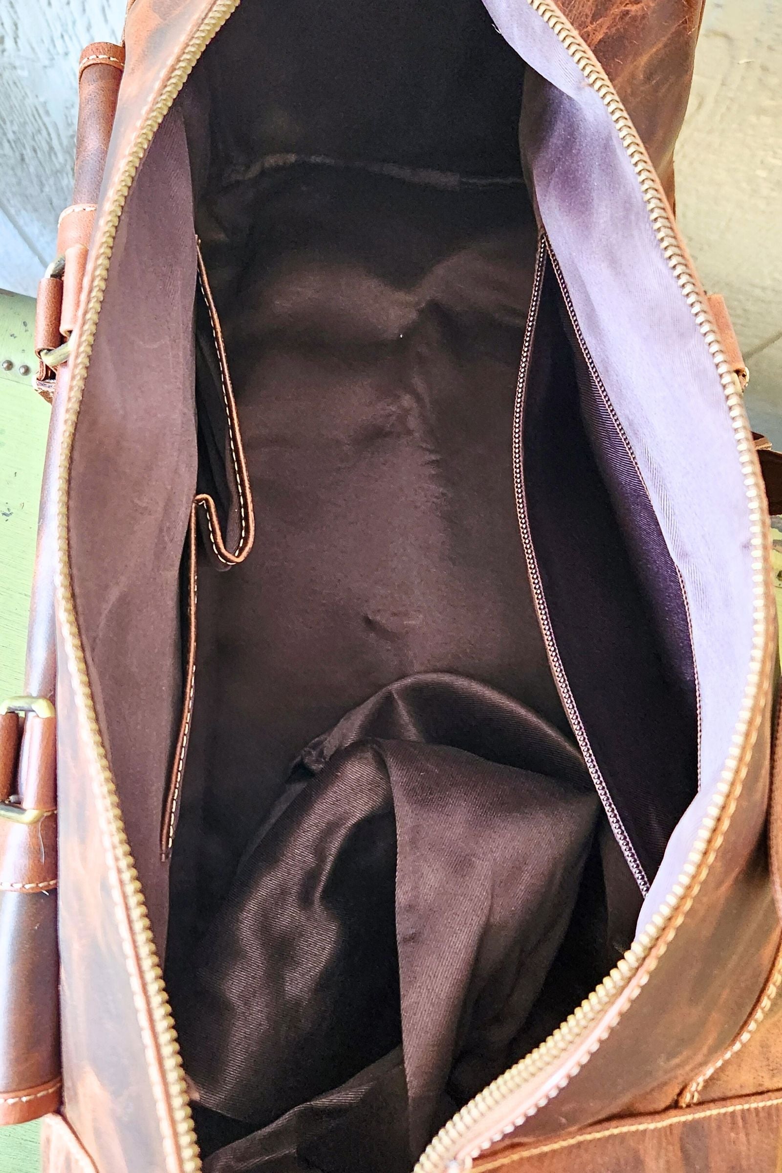 Rustic Brown Leather Travel Duffel Bag