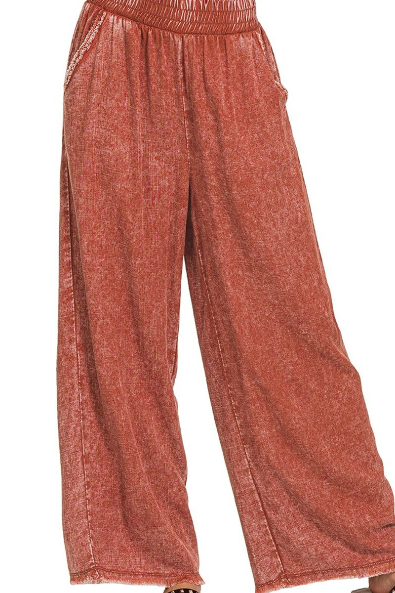 Rust Washed Linen Pants