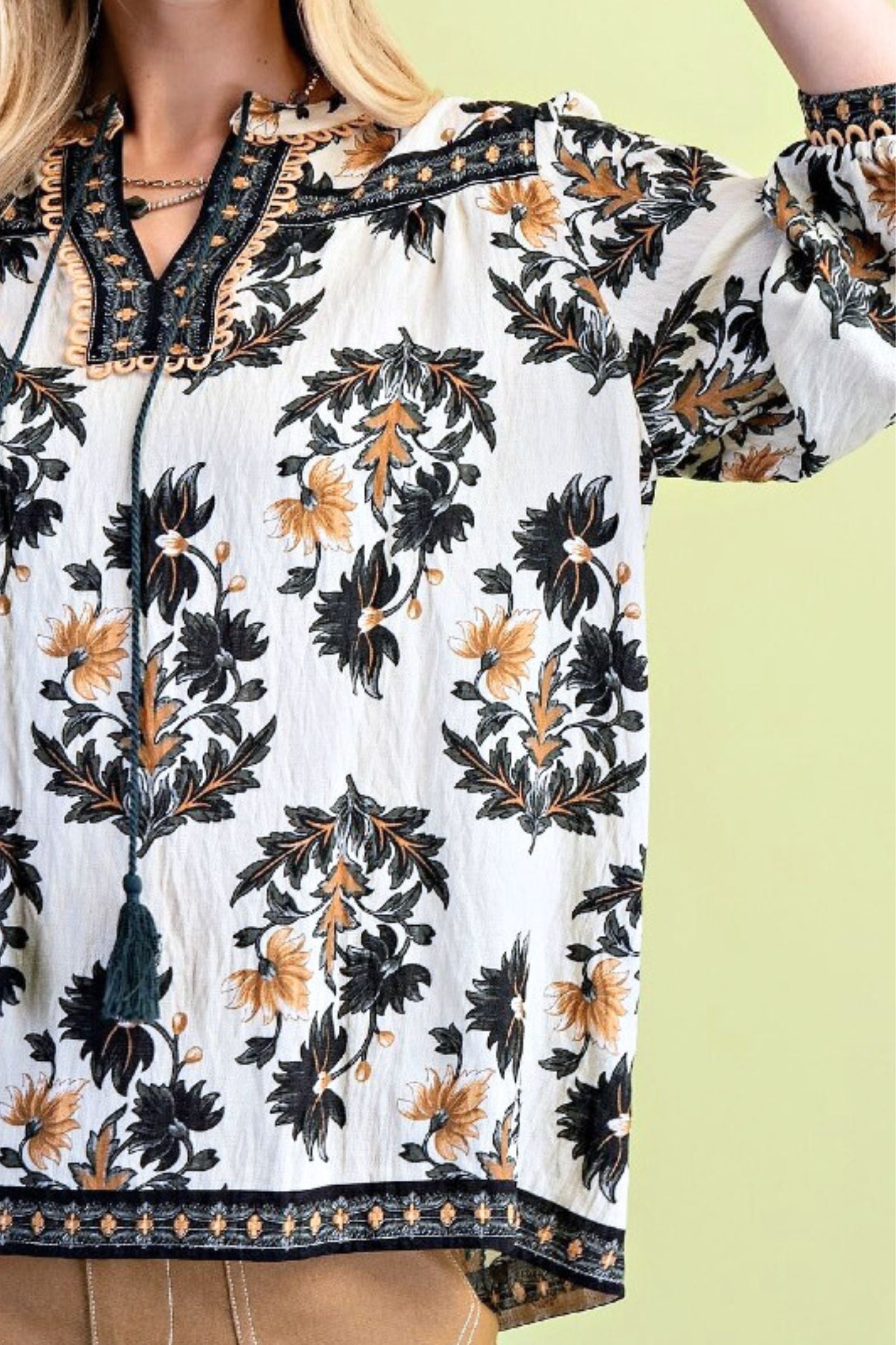 Harvest Floral Tie Front Blouse
