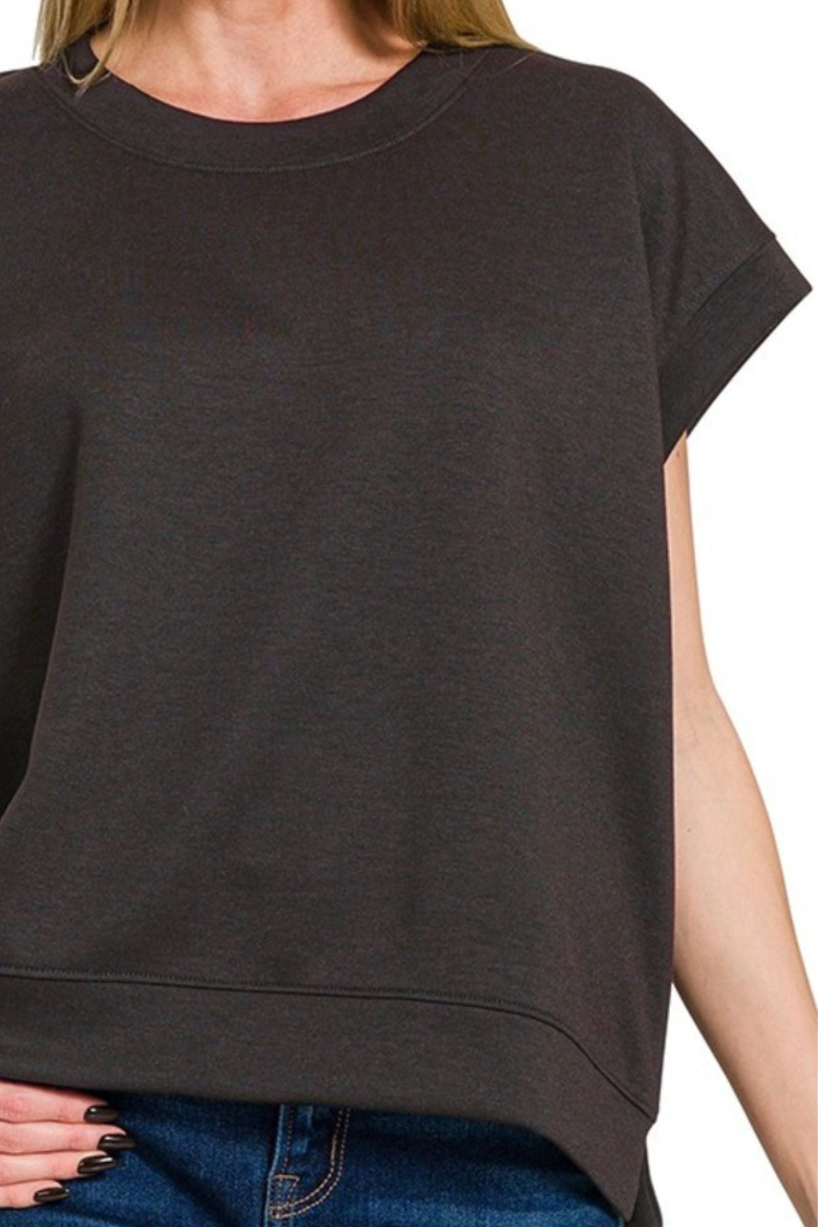 Black Scuba Pullover Top