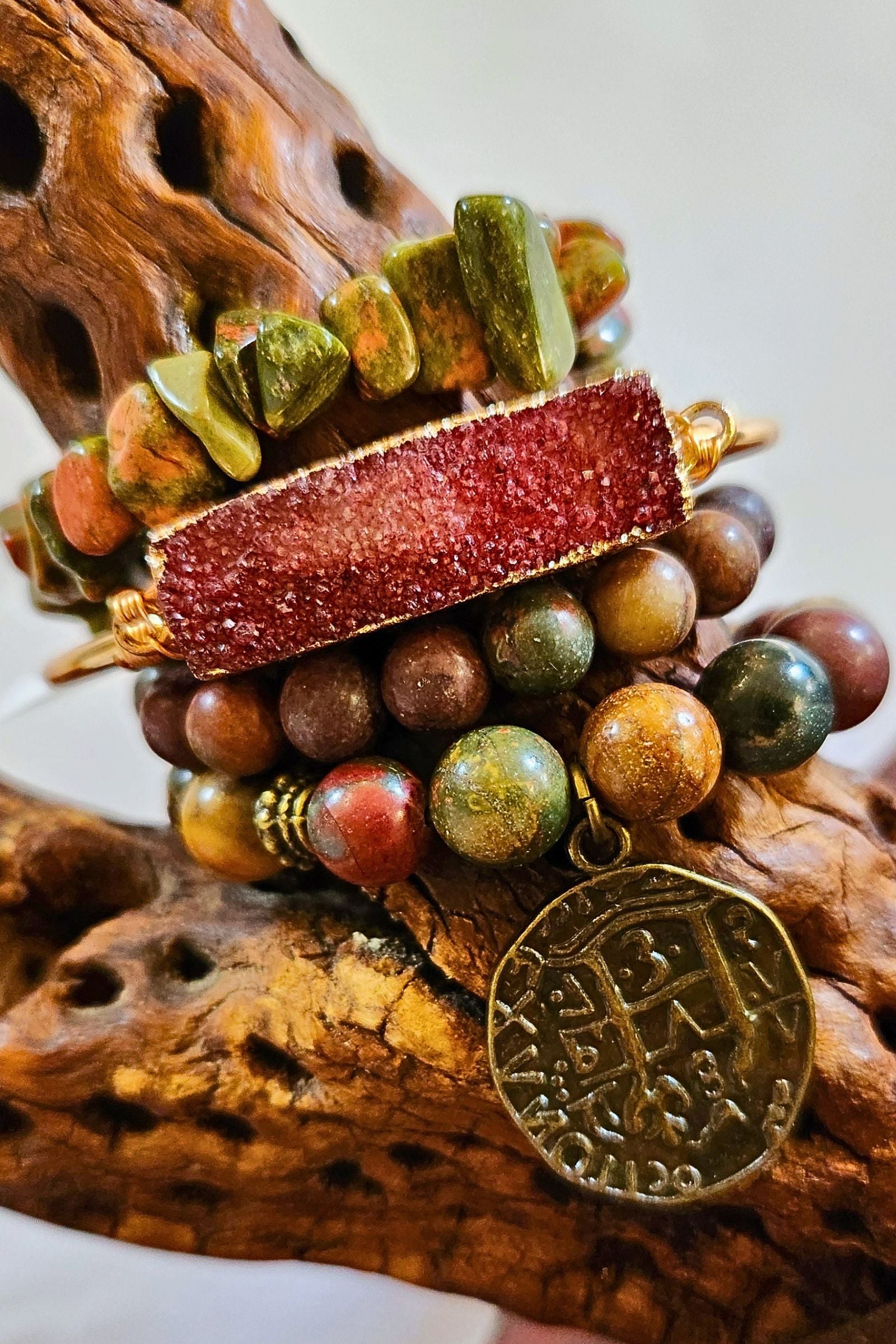 Amber Unakite Bracelets - 4 Styles