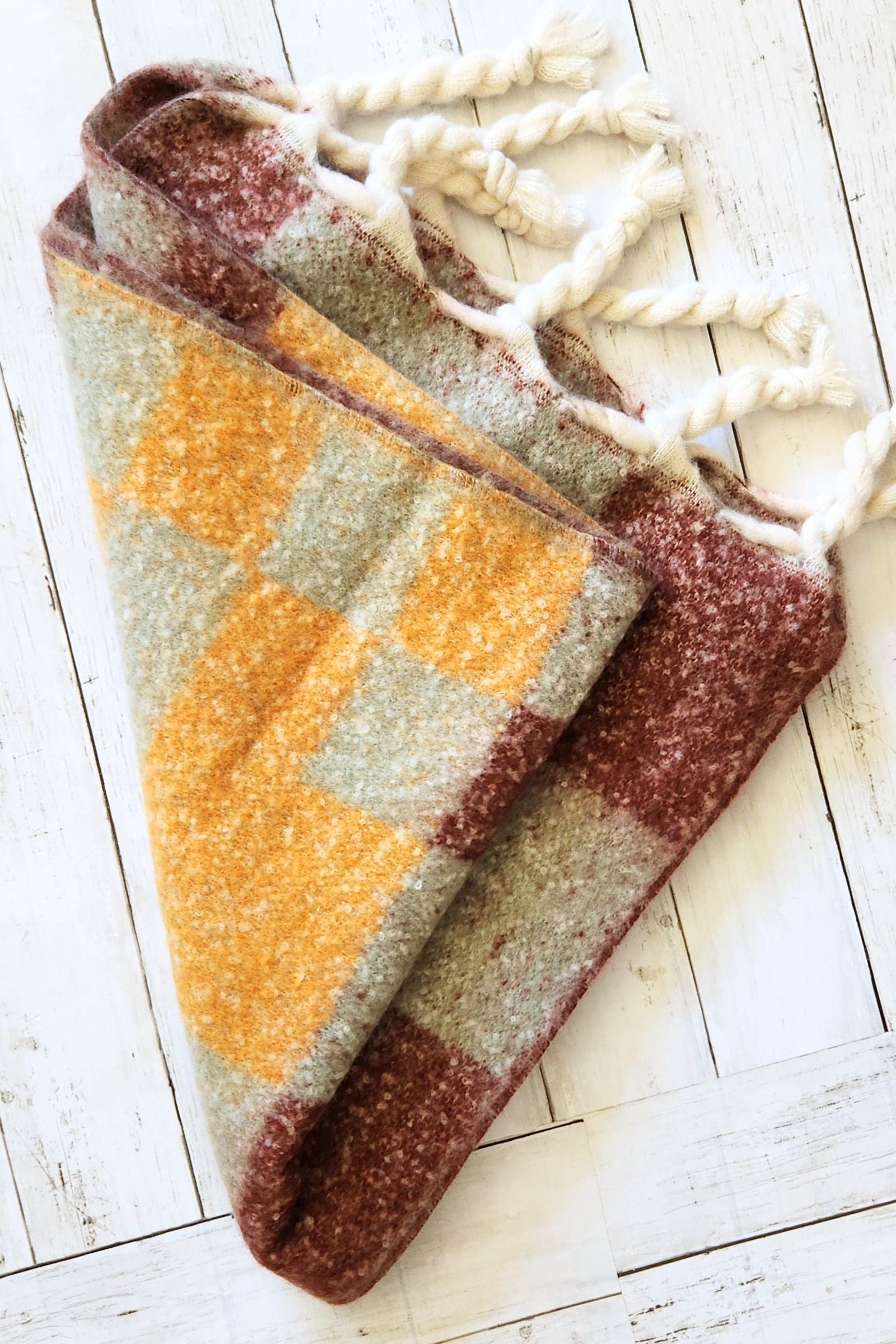 Western Sunset Check Tassel Scarf