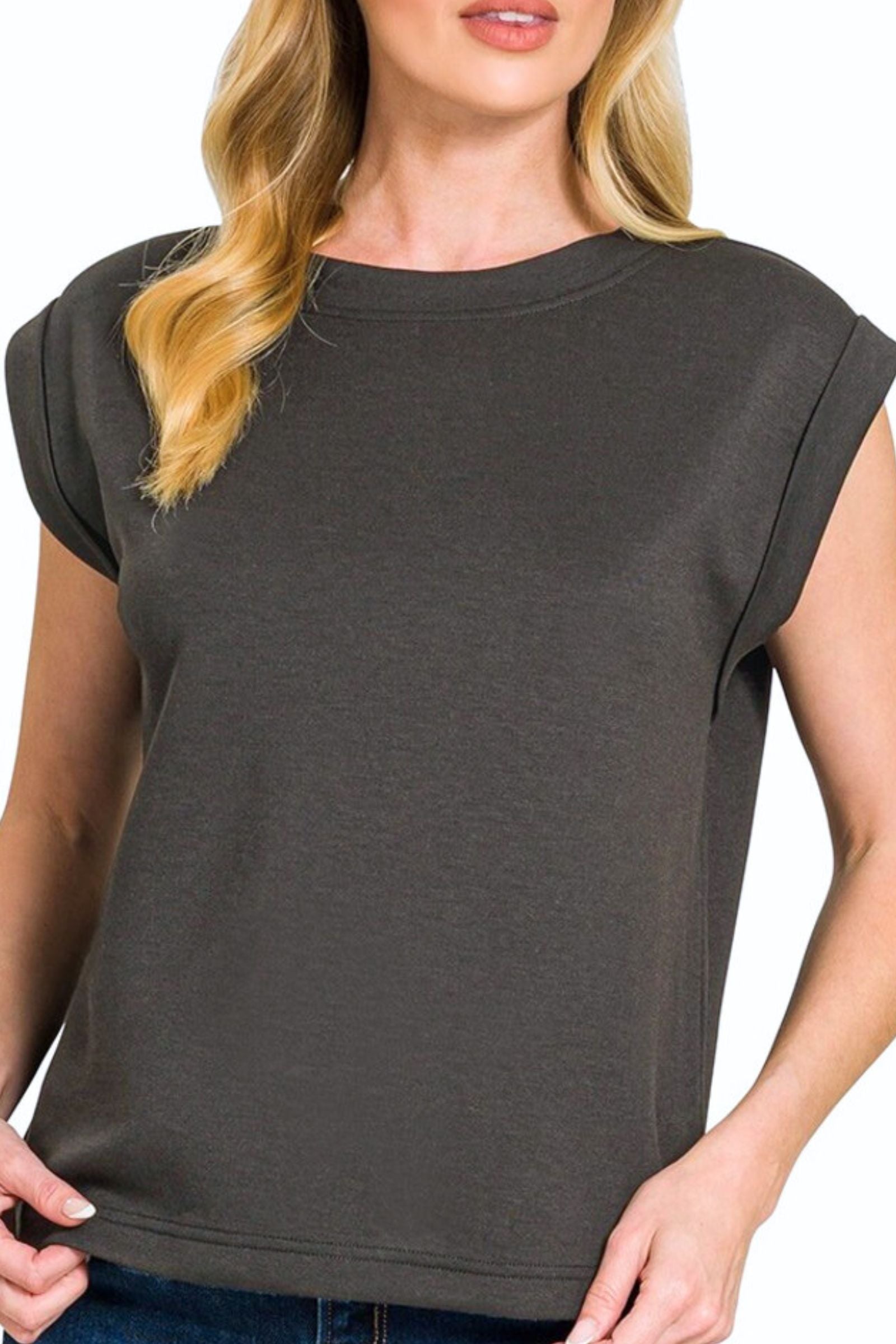 Black Scuba Sleeveless Top