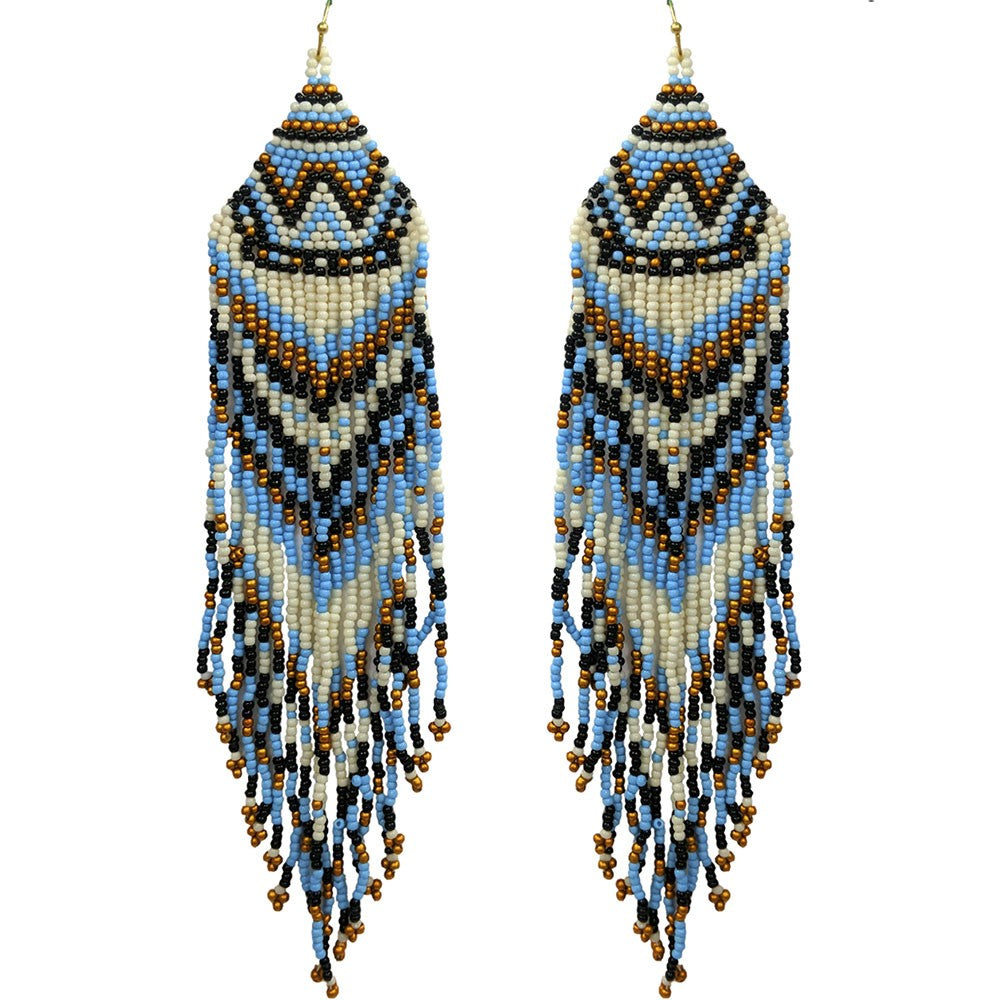 Autumn Seed Bead Fringe Earrings