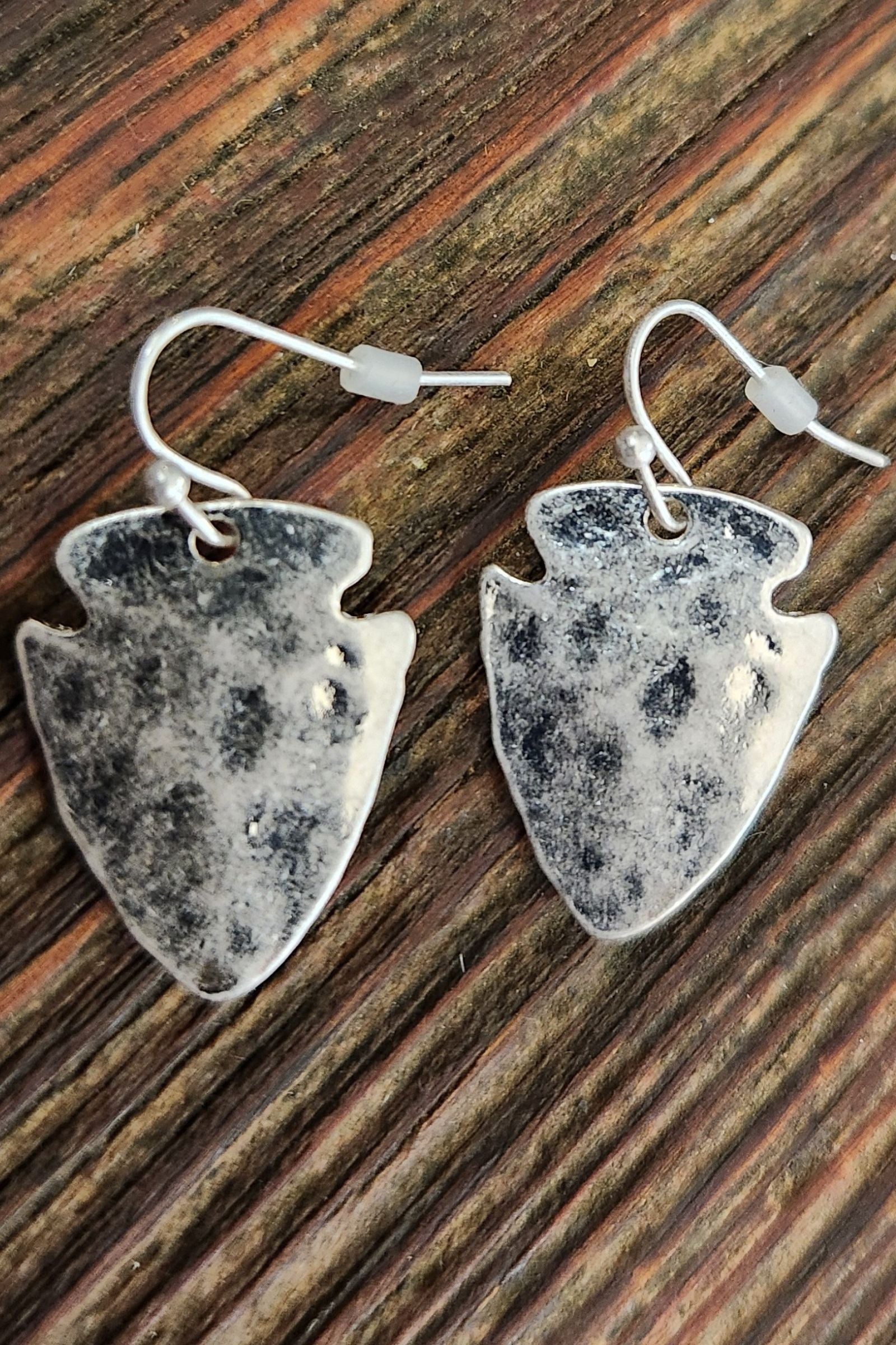 Small Hammered Silver Arrowhead Earrings