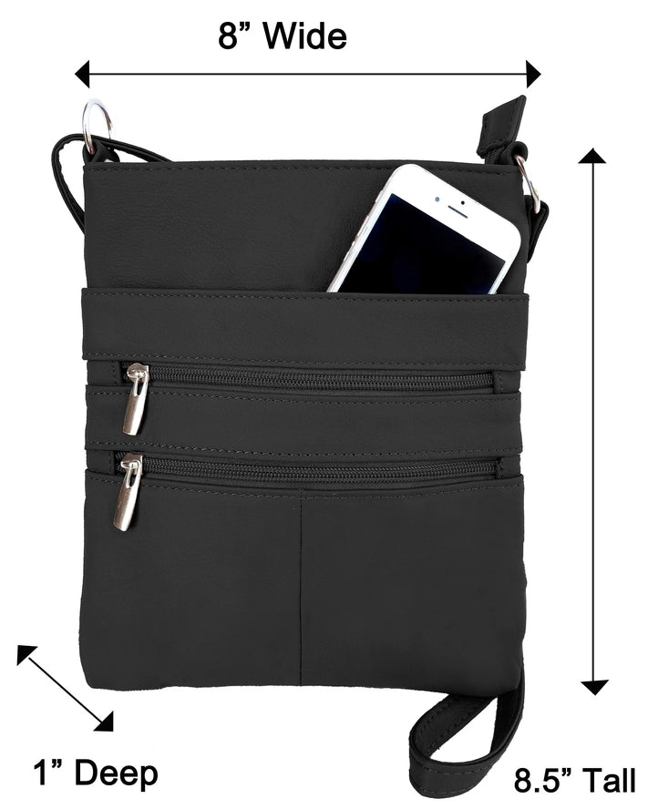 Skinny Black Leather Crossbody Bag