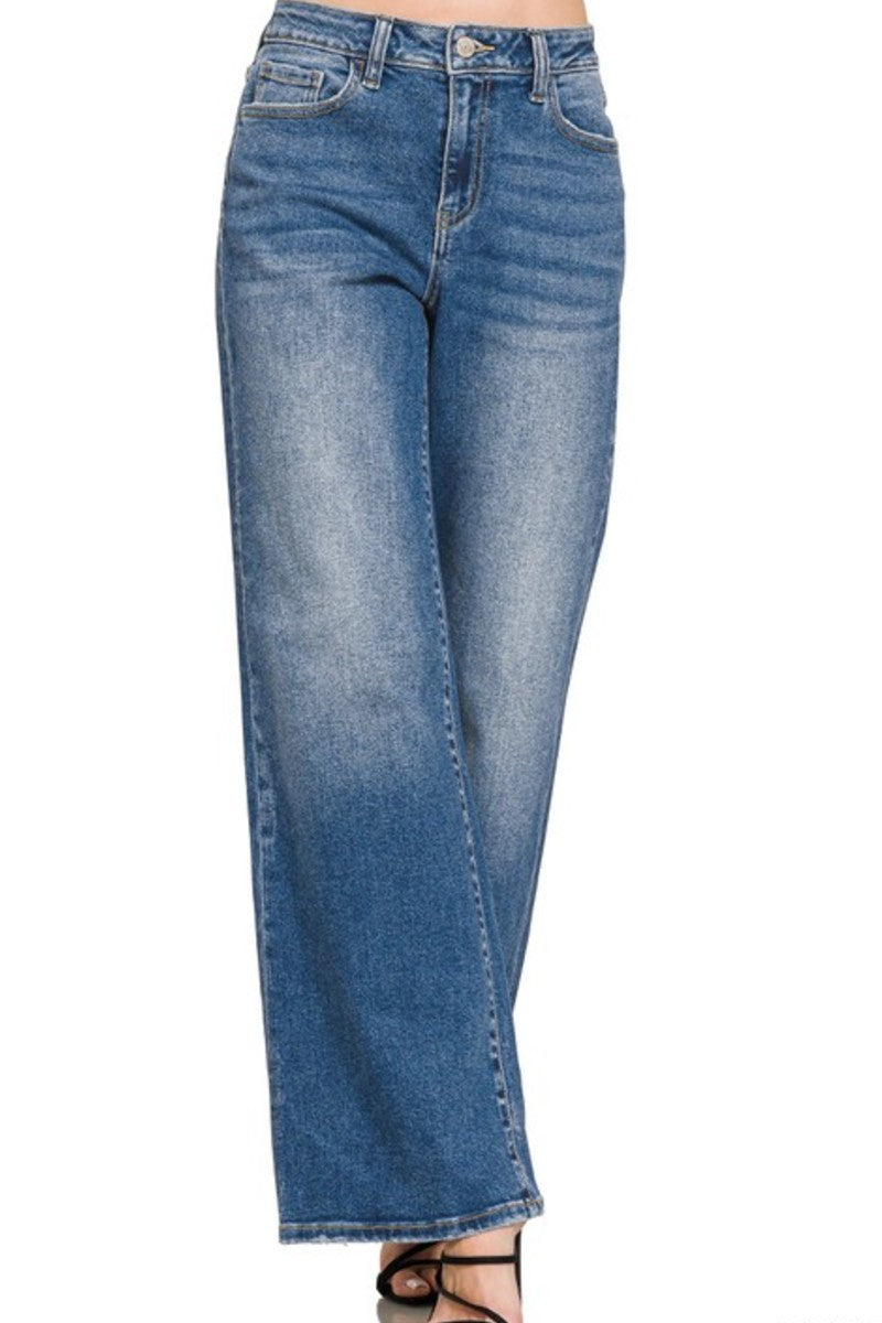 Straight Leg Medium Wash Denim Jeans
