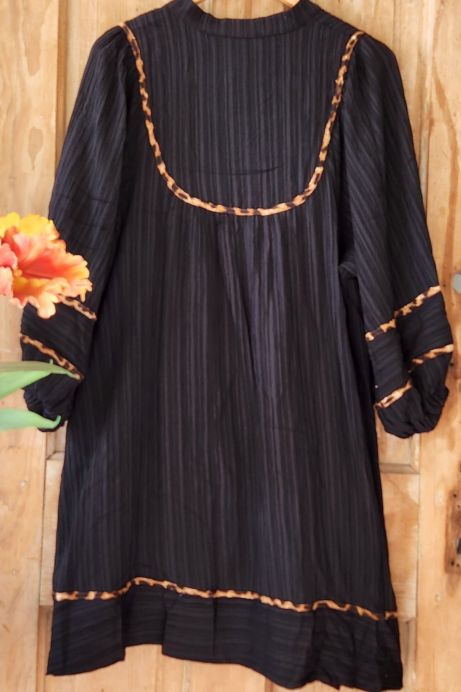 Textured Long Sleeve Babydoll Dress