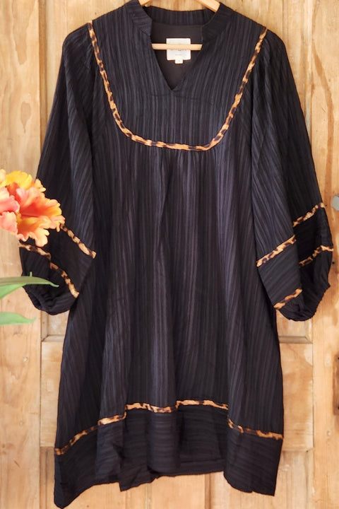 Textured Long Sleeve Babydoll Dress