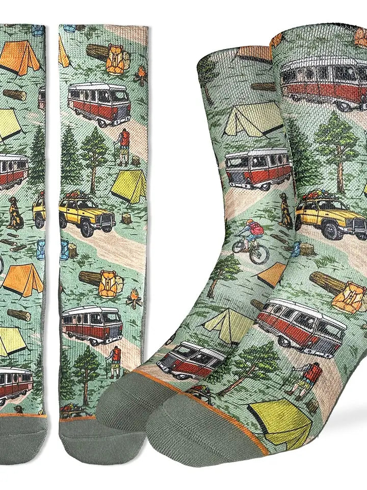 Vintage Camping Trip Men's Crew Socks