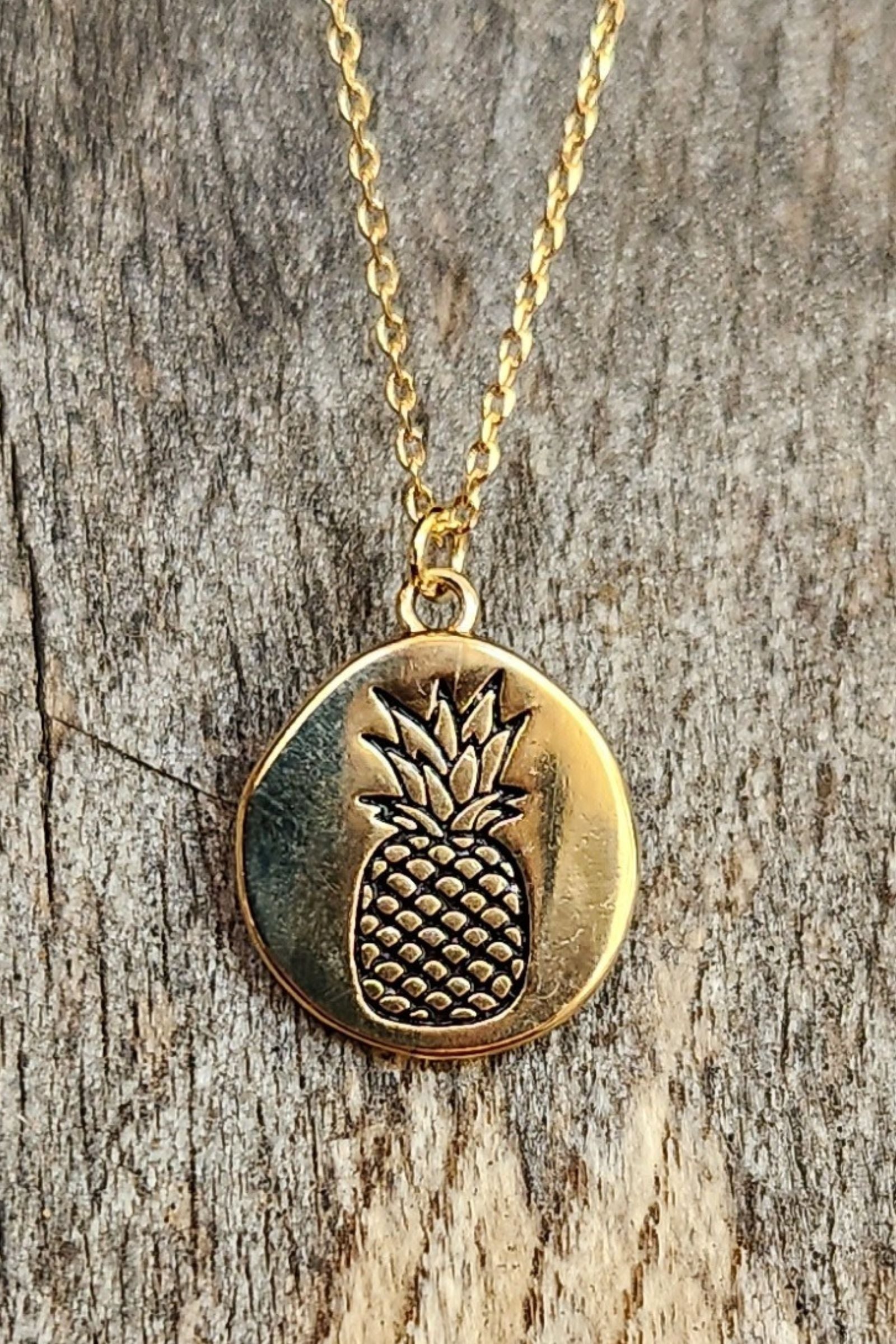 Gold Dipped Pineapple Pendant Necklace