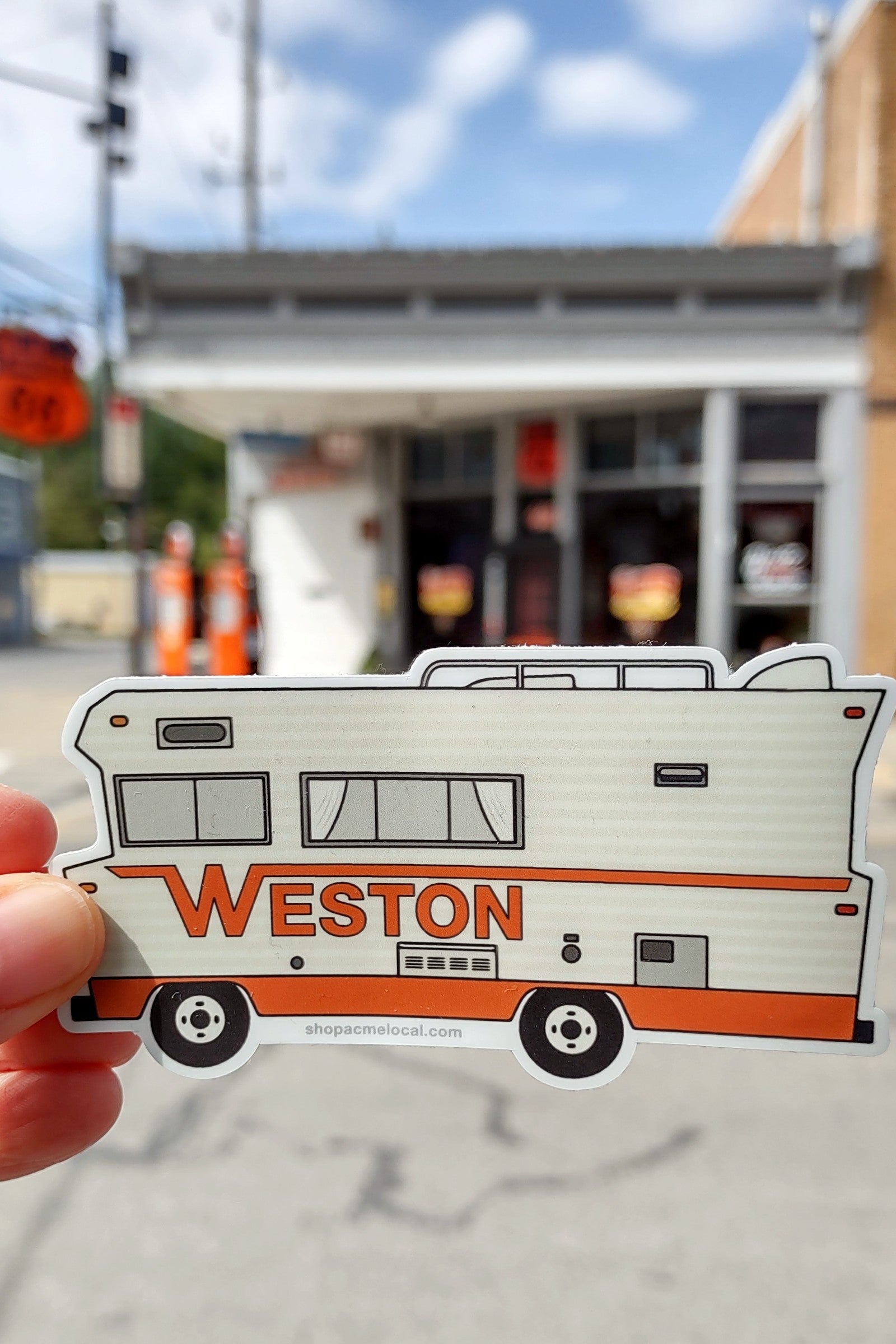 Weston RV Orange & White Camper Sticker