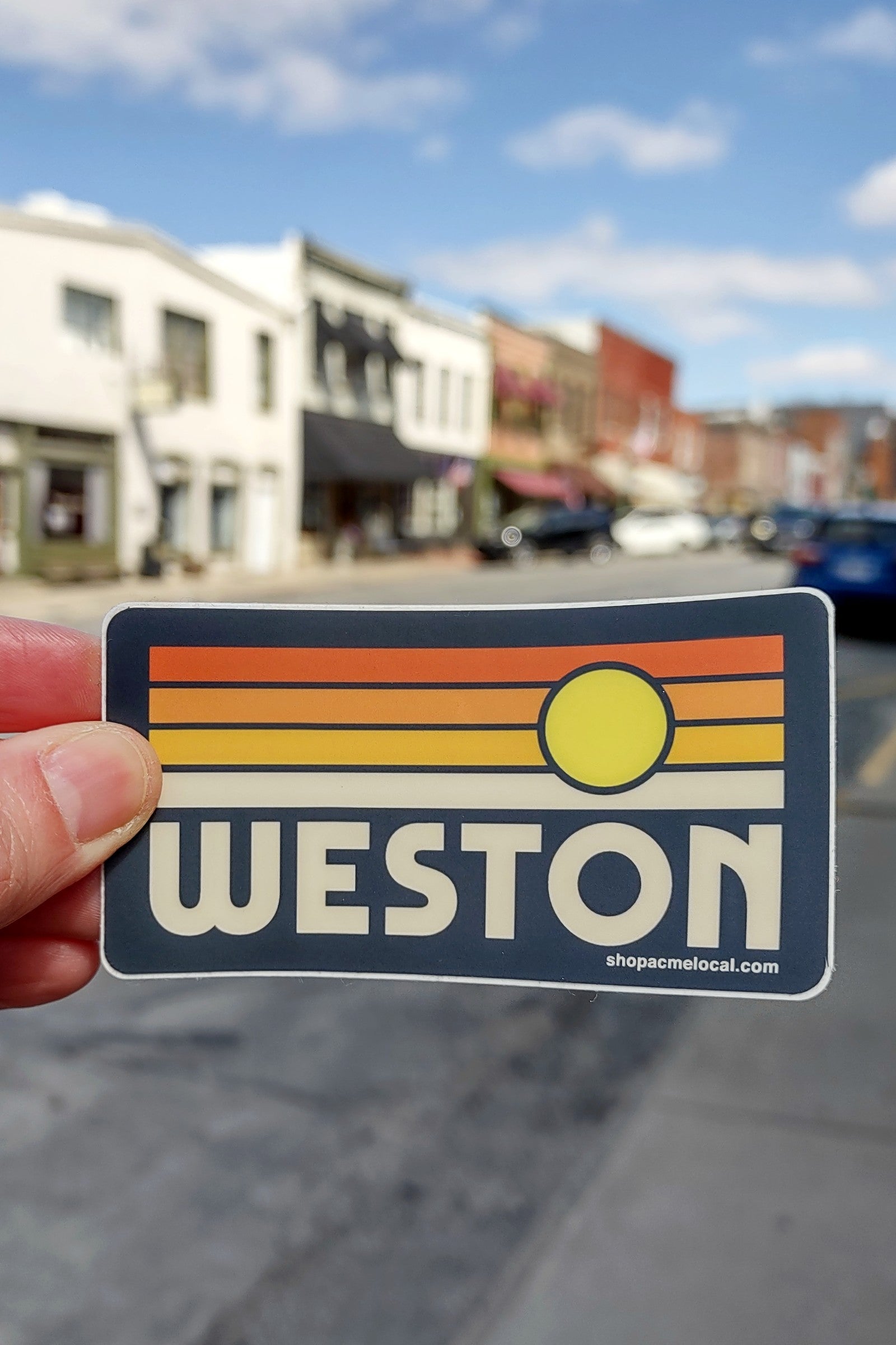 Weston Retro Striped Sunset Sticker