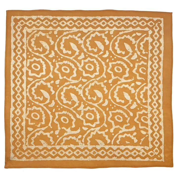 Yellow Floral Block Print Bandana