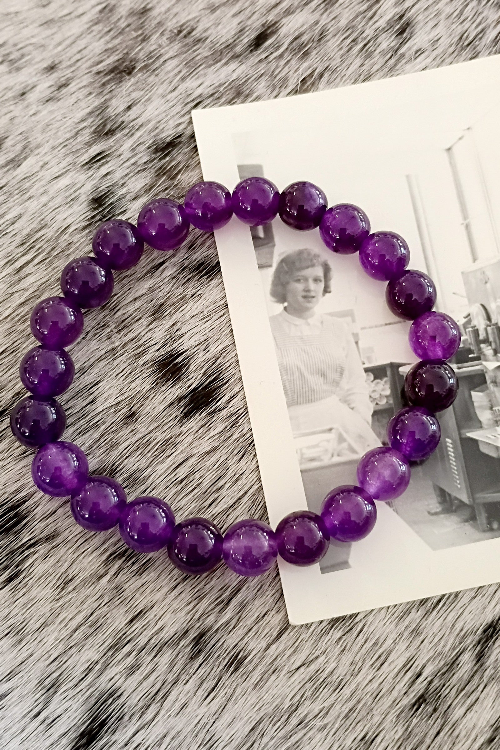 Amethyst Stone Stretch Bracelet