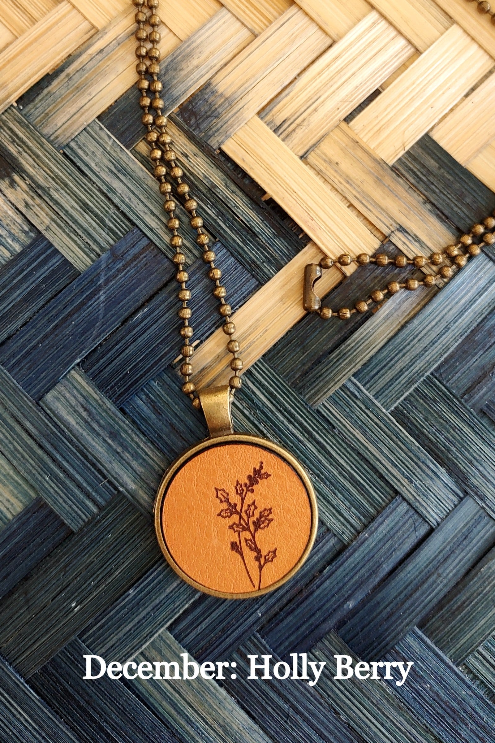 Birth Month Flower Leather Pendant Necklace