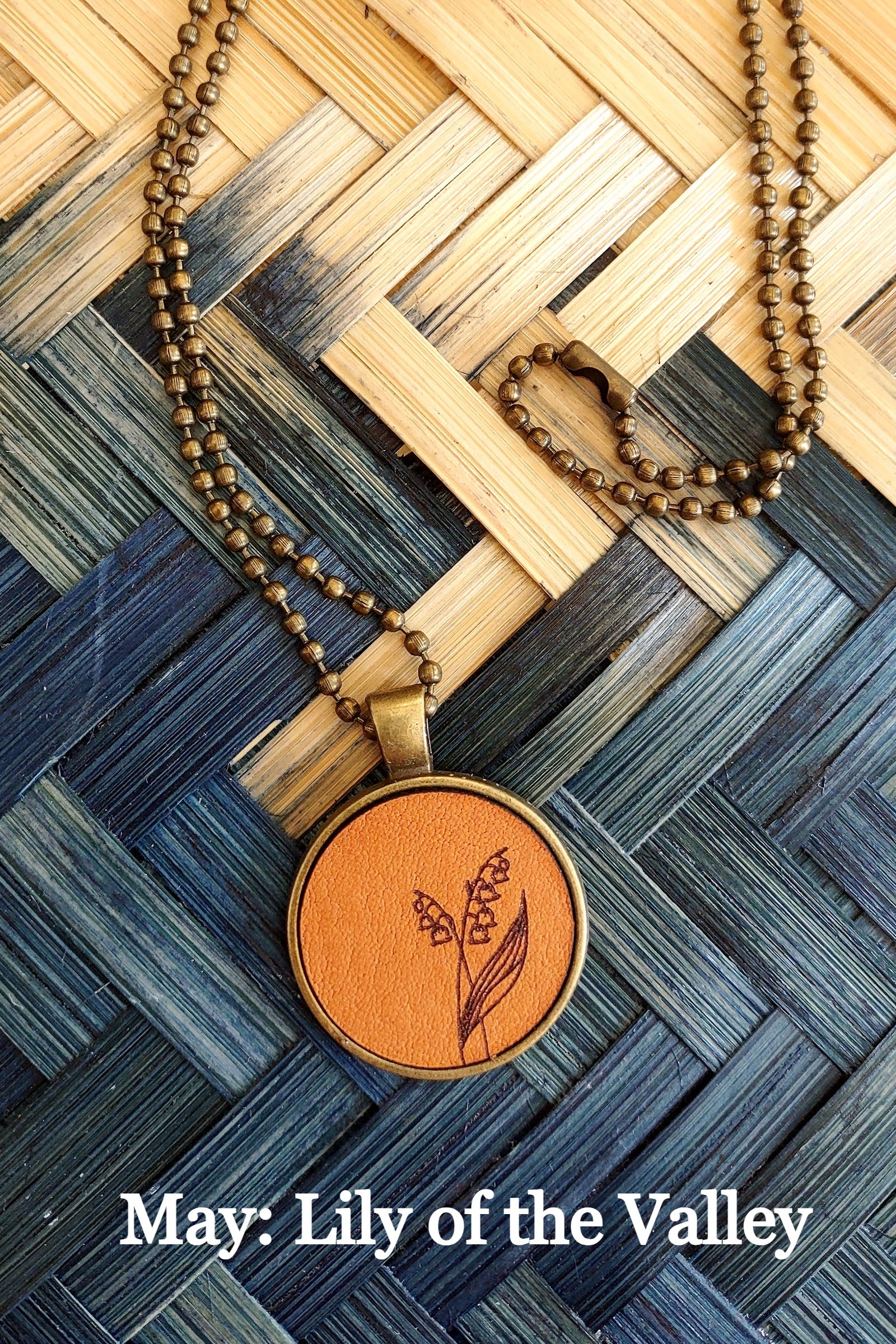 Birth Month Flower Leather Pendant Necklace