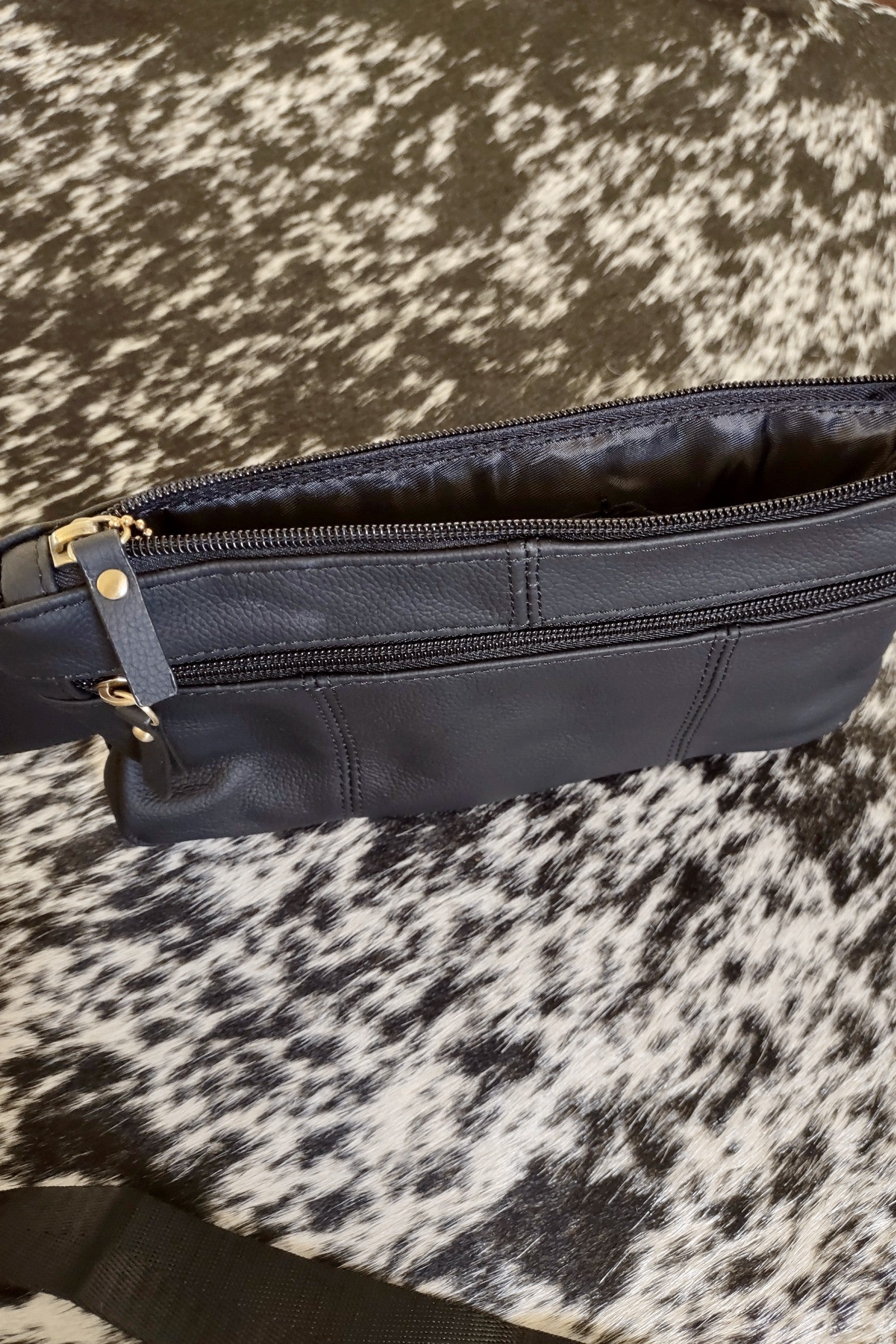 Black Leather Fanny Pack Bag