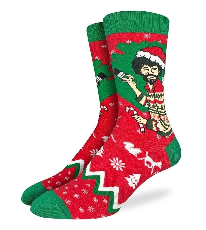 Bob Ross Christmas Men's Crew Socks