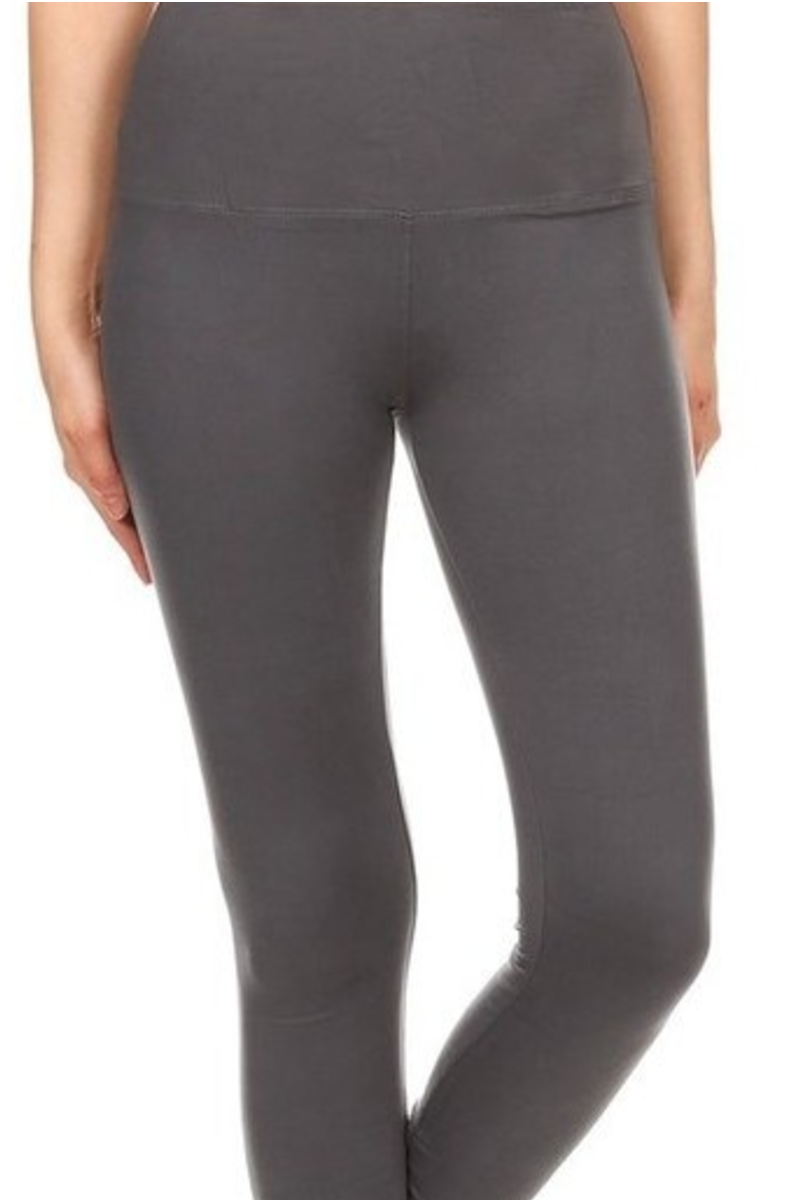 Solid Charcoal Gray Yoga Band Legging