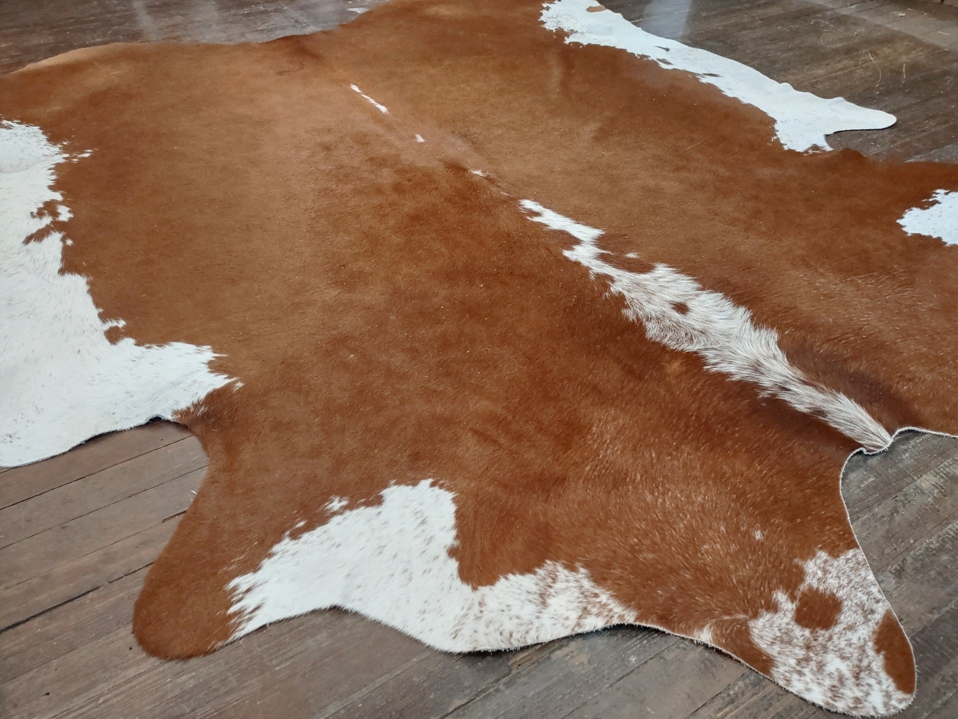 Red & White Cowhide Rug #2894