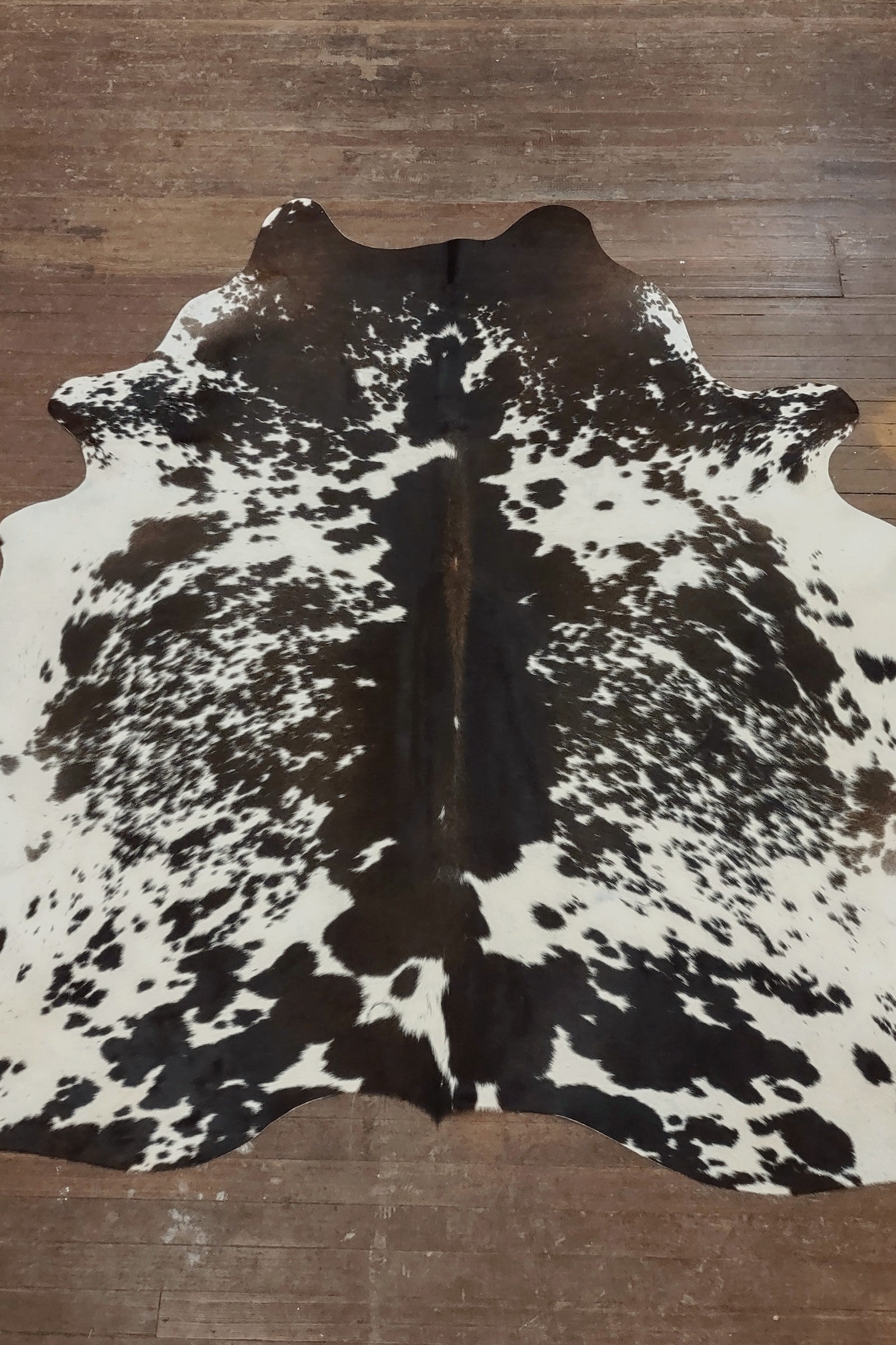 Dark Brown & White Spotted Cowhide Rug #2909