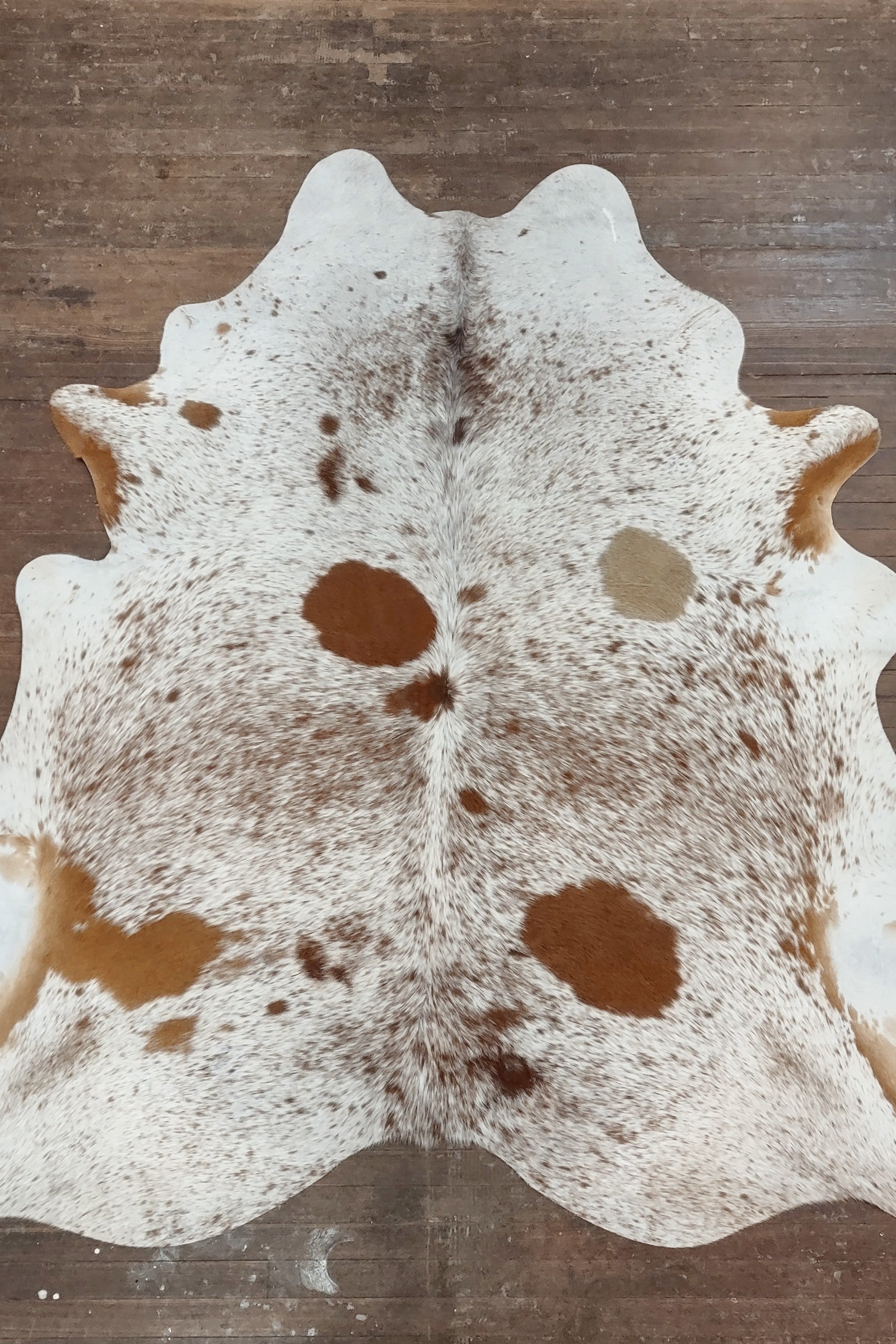 White & Red Spotted Cowhide Rug #2929