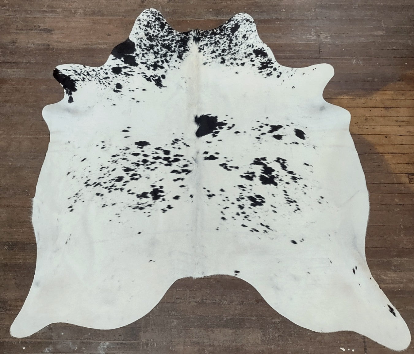White & Black Spotted Cowhide Rug #2952