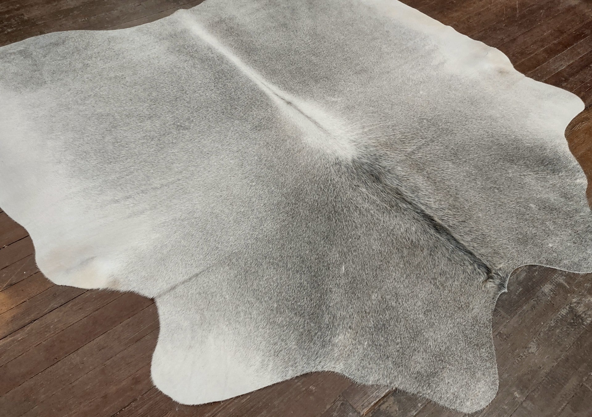 Gray & White Cowhide Rug #2963