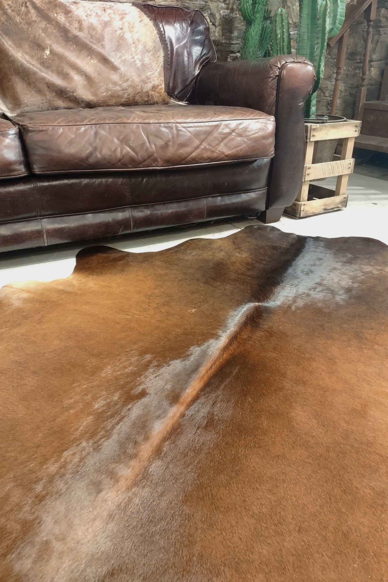 Dark Red & Brown Cowhide Rug #2991