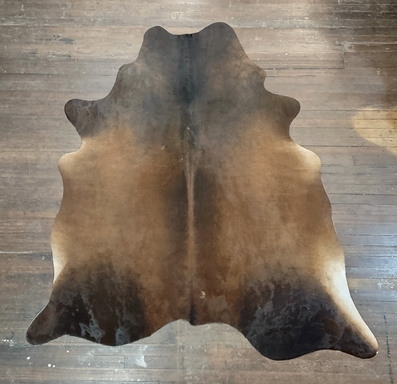 Dark Red & Brown Cowhide Rug #2991