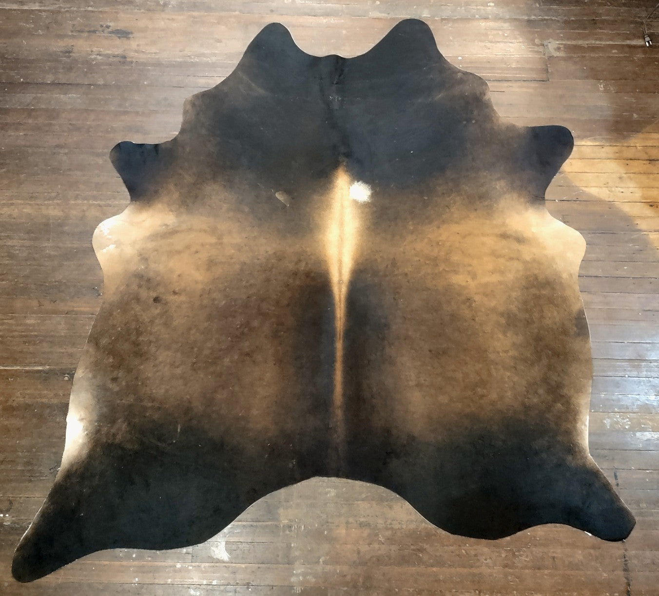 Dark Brown & Tan Cowhide Rug #2992