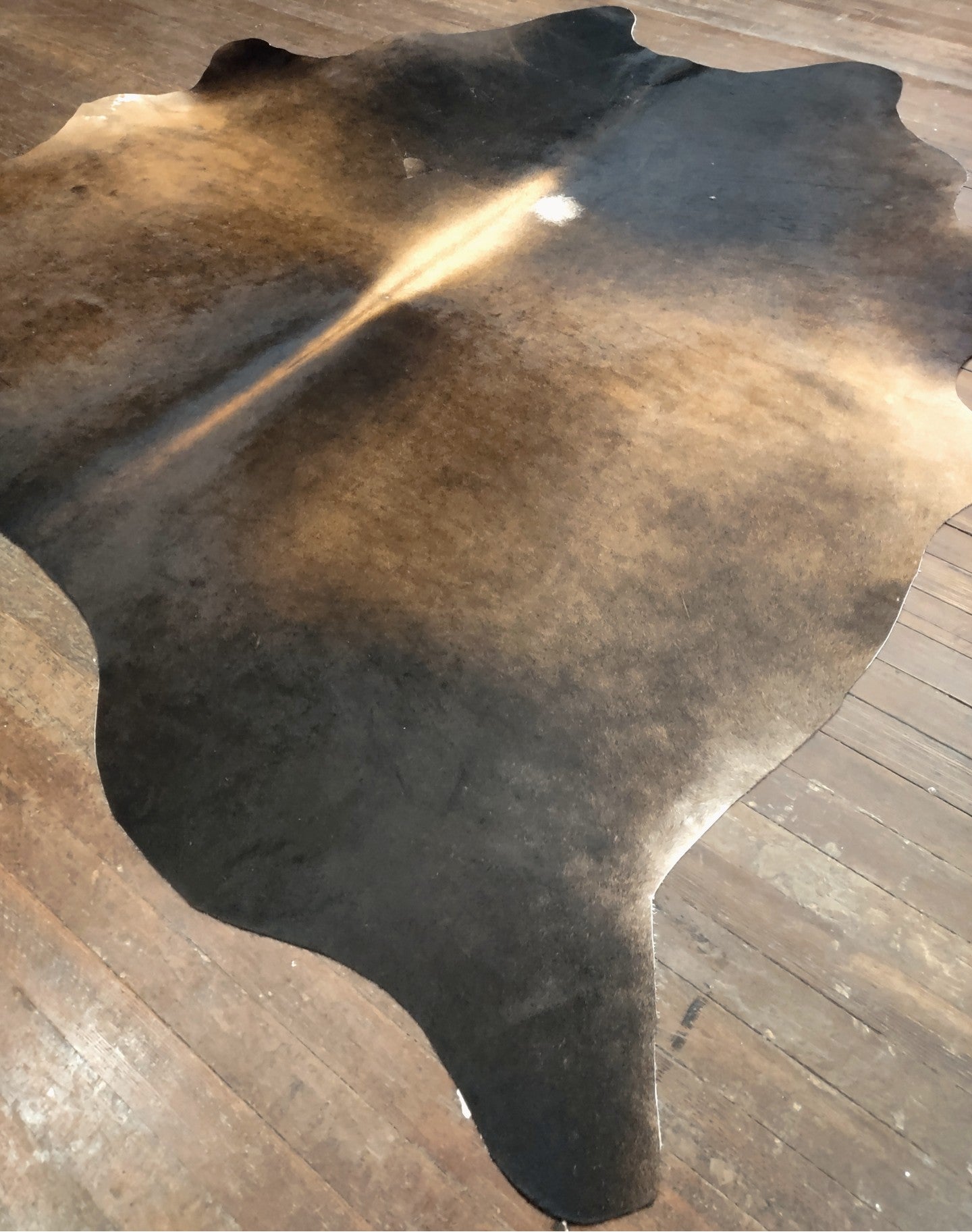 Dark Brown & Tan Cowhide Rug #2992