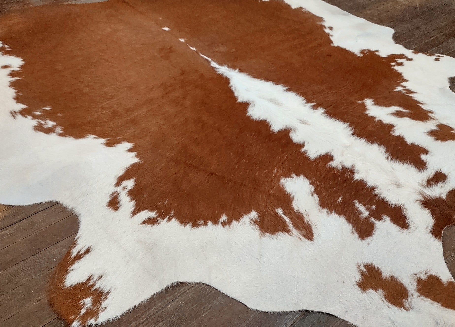 Red & White Cowhide Rug #3014