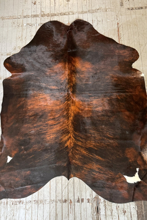 Dark Brown & Red Brindle Cowhide Rug #3068