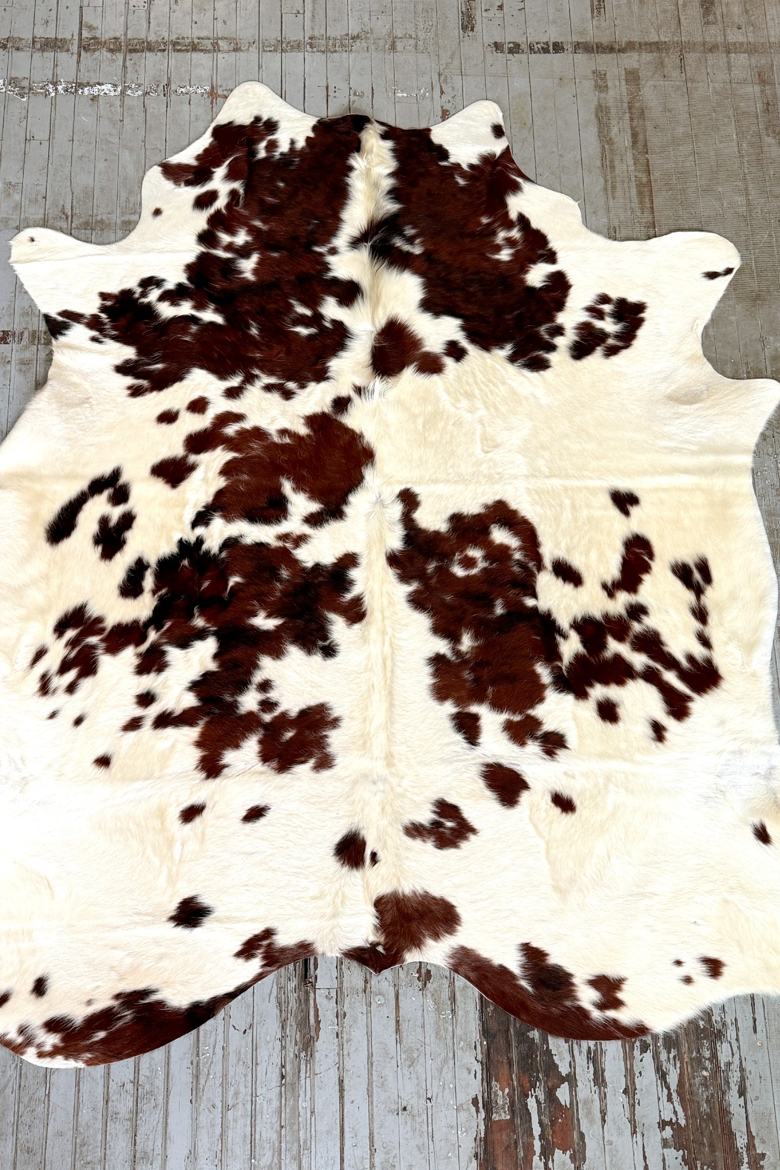 White & Red Spotted Cowhide Rug #3093