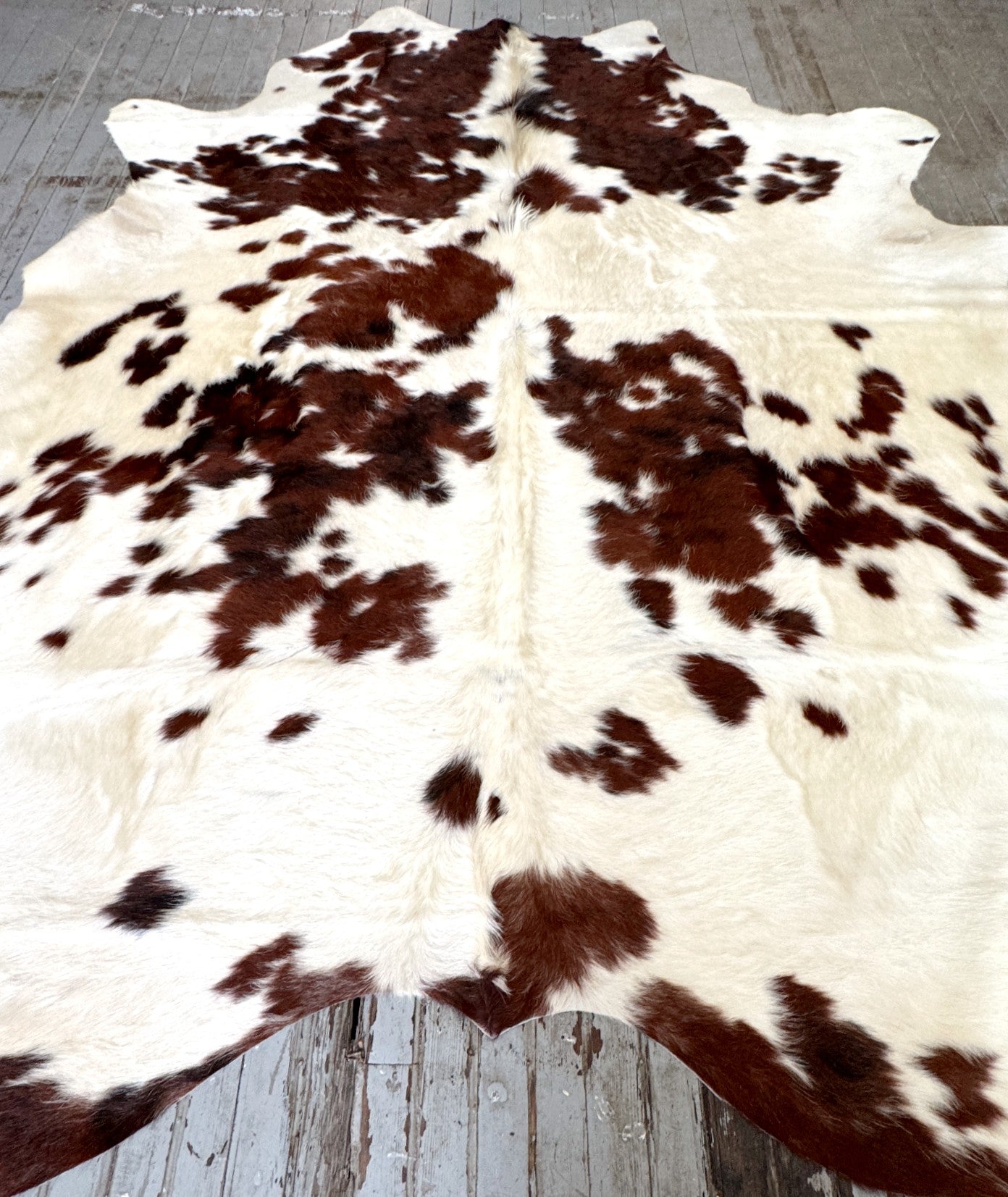 White & Red Spotted Cowhide Rug #3093