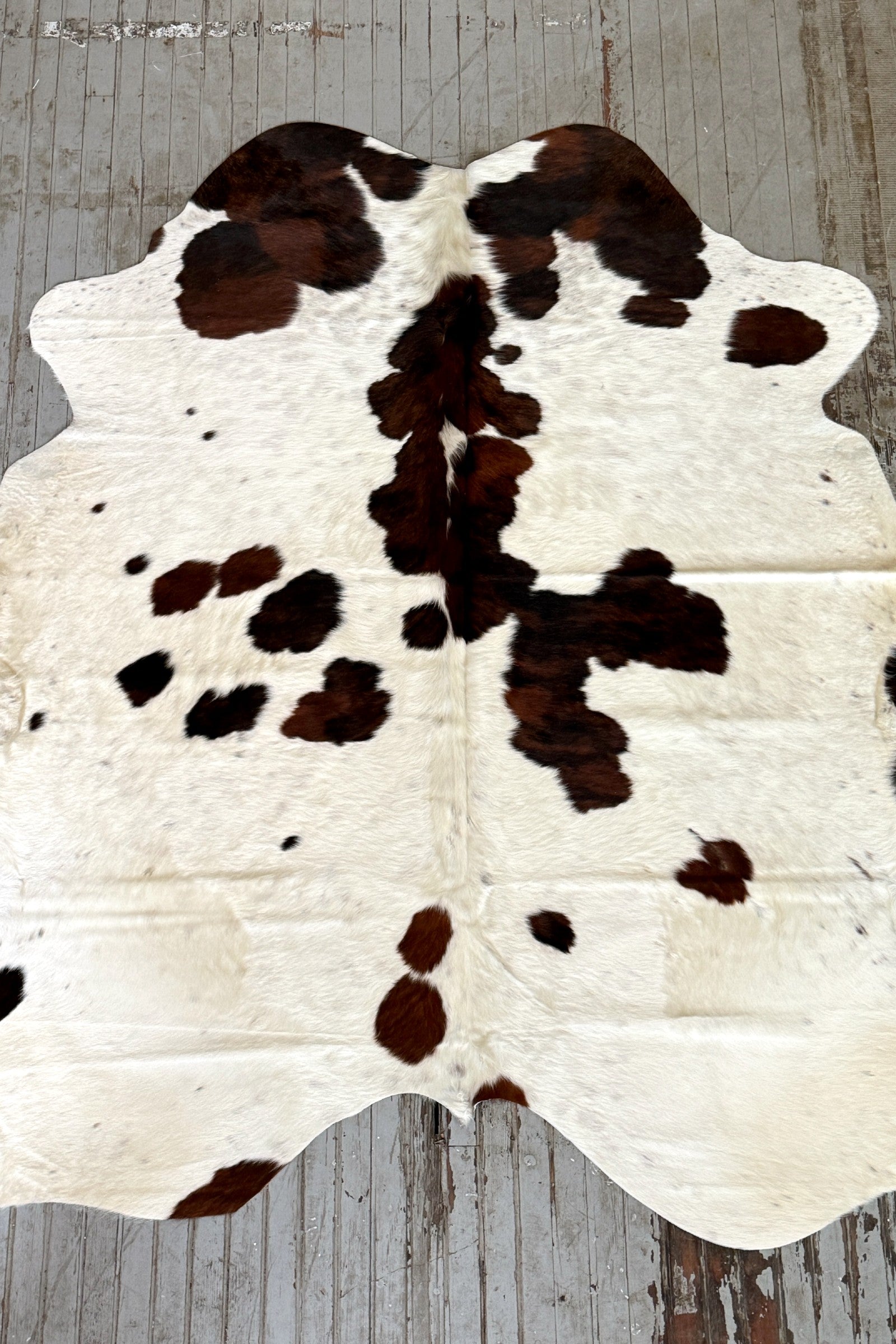 White & Dark Brown Spotted Cowhide Rug #3094