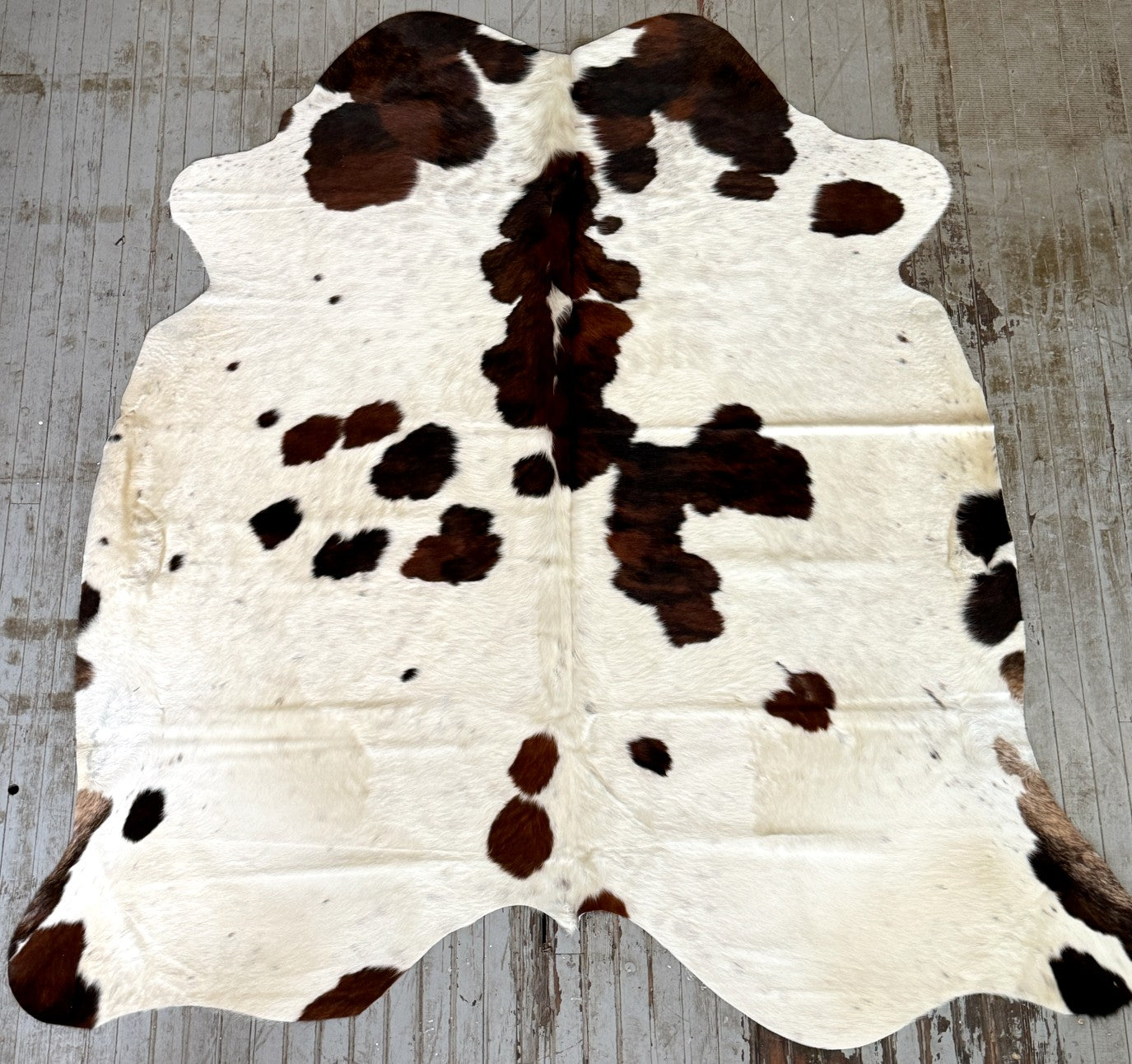 White & Dark Brown Spotted Cowhide Rug #3094