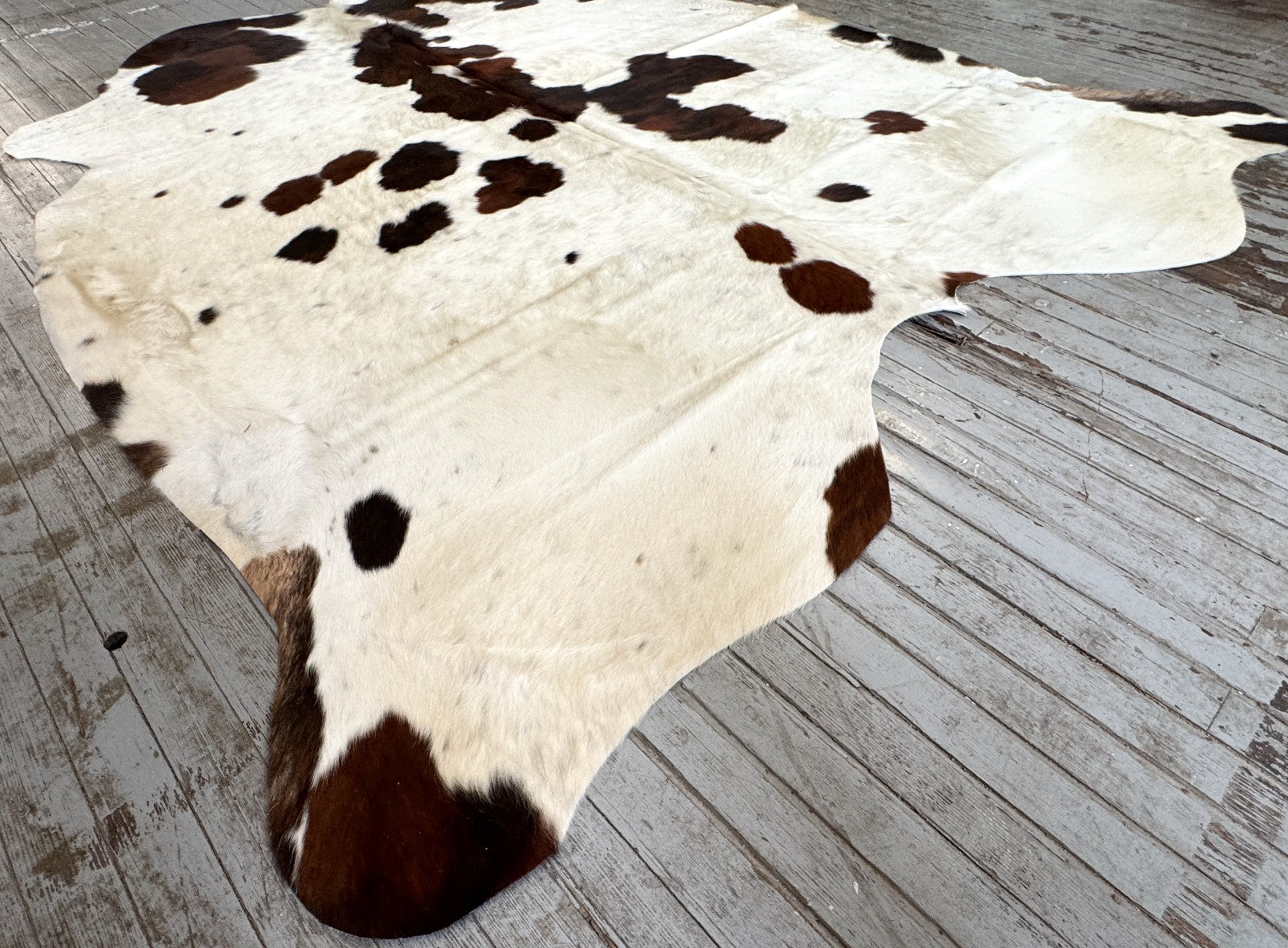 White & Dark Brown Spotted Cowhide Rug #3094