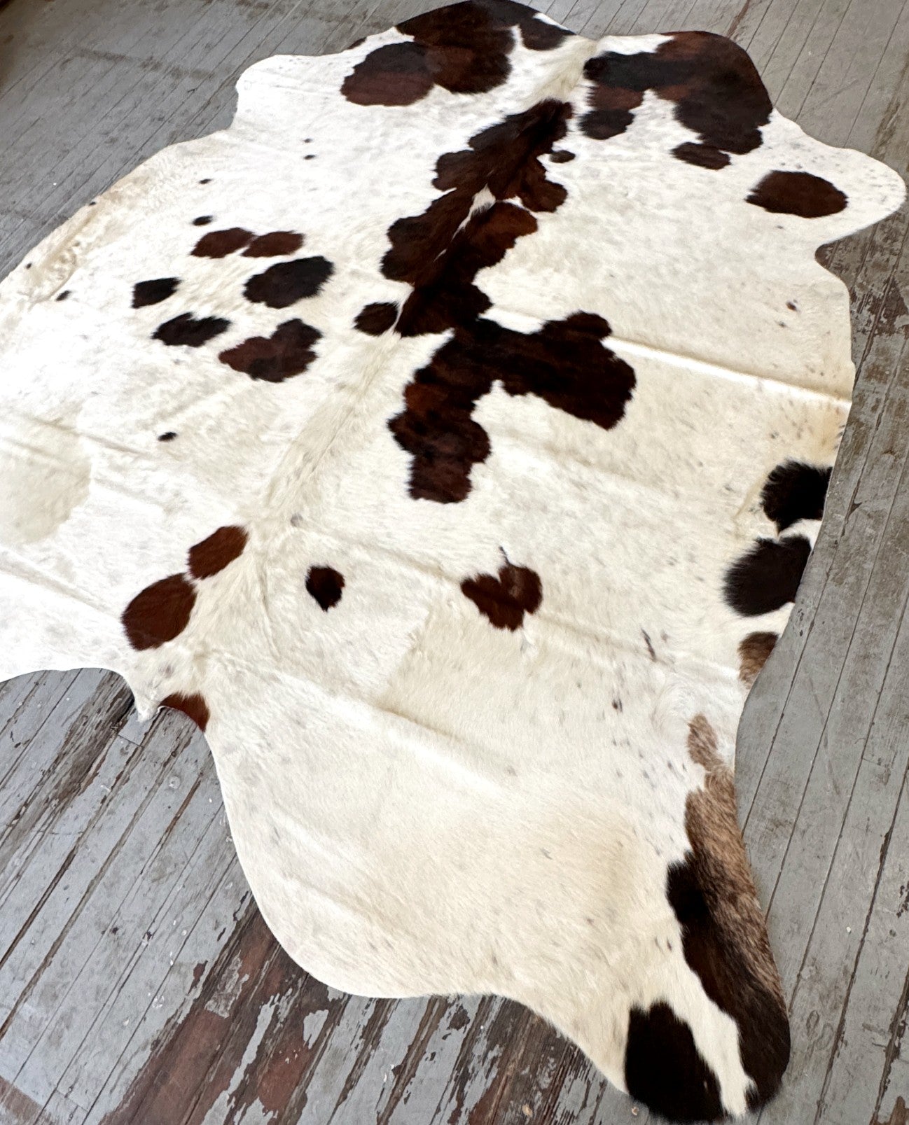 White & Dark Brown Spotted Cowhide Rug #3094