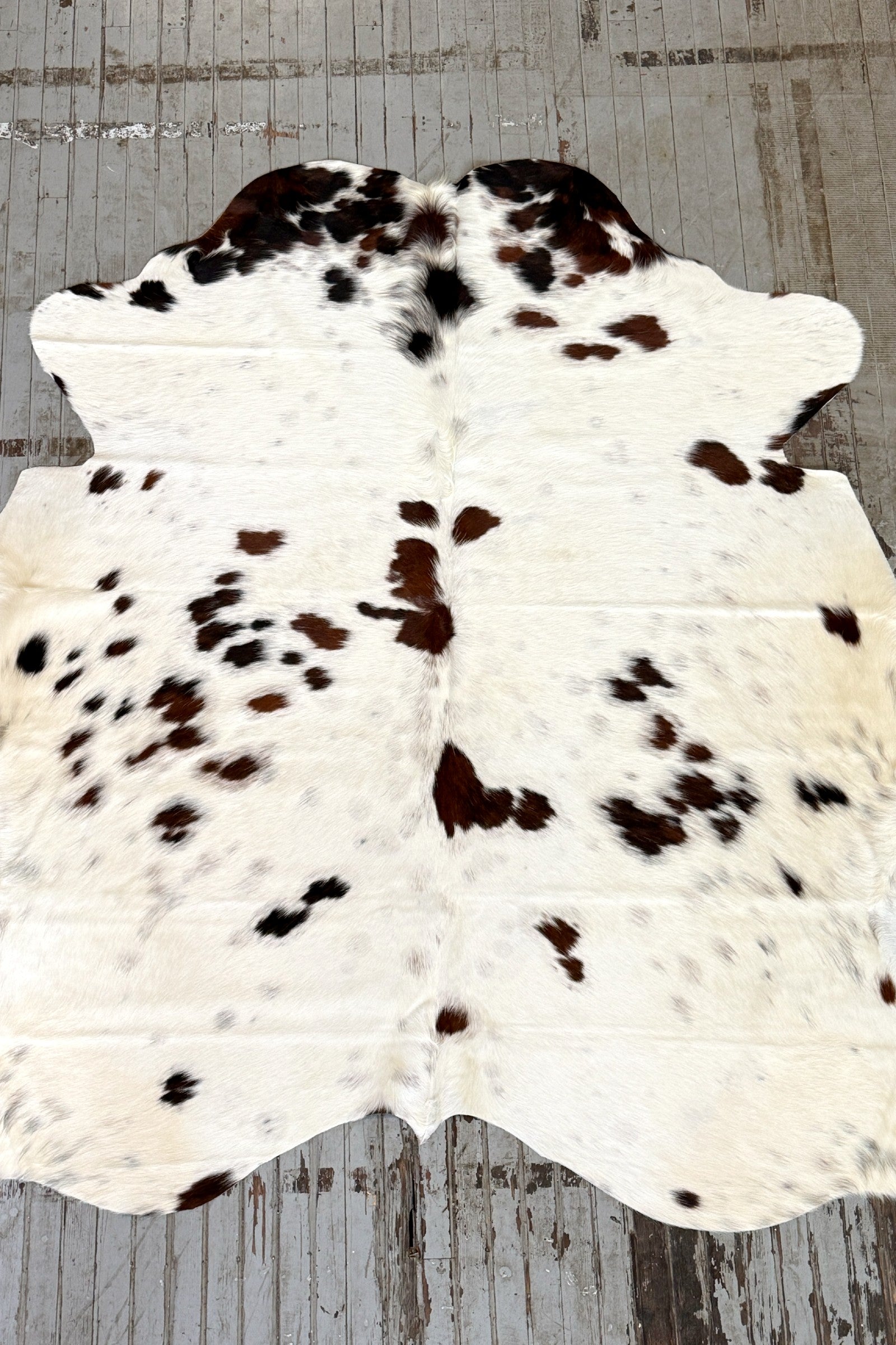 White & Brown Spotted Cowhide Rug #3095